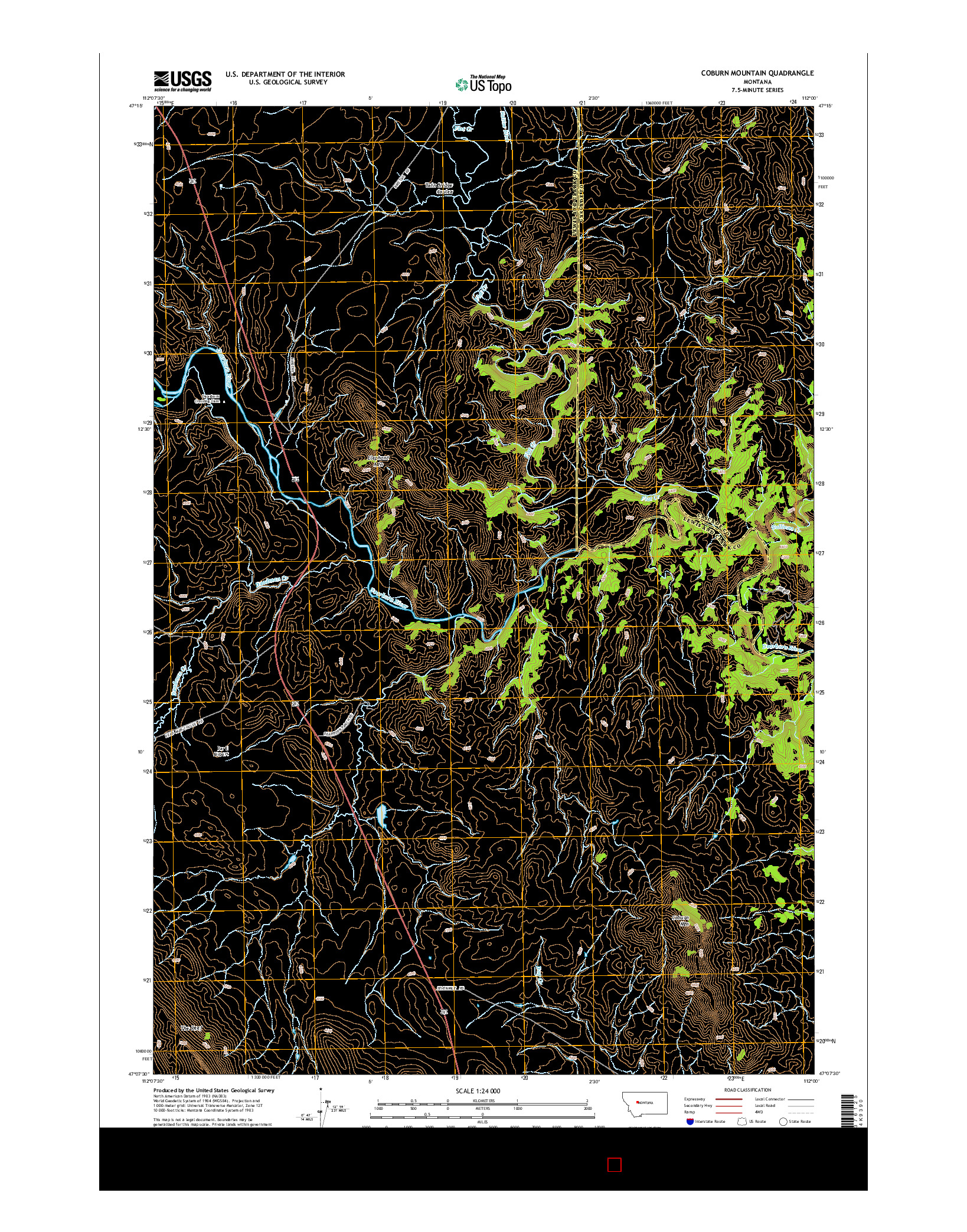 USGS US TOPO 7.5-MINUTE MAP FOR COBURN MOUNTAIN, MT 2014