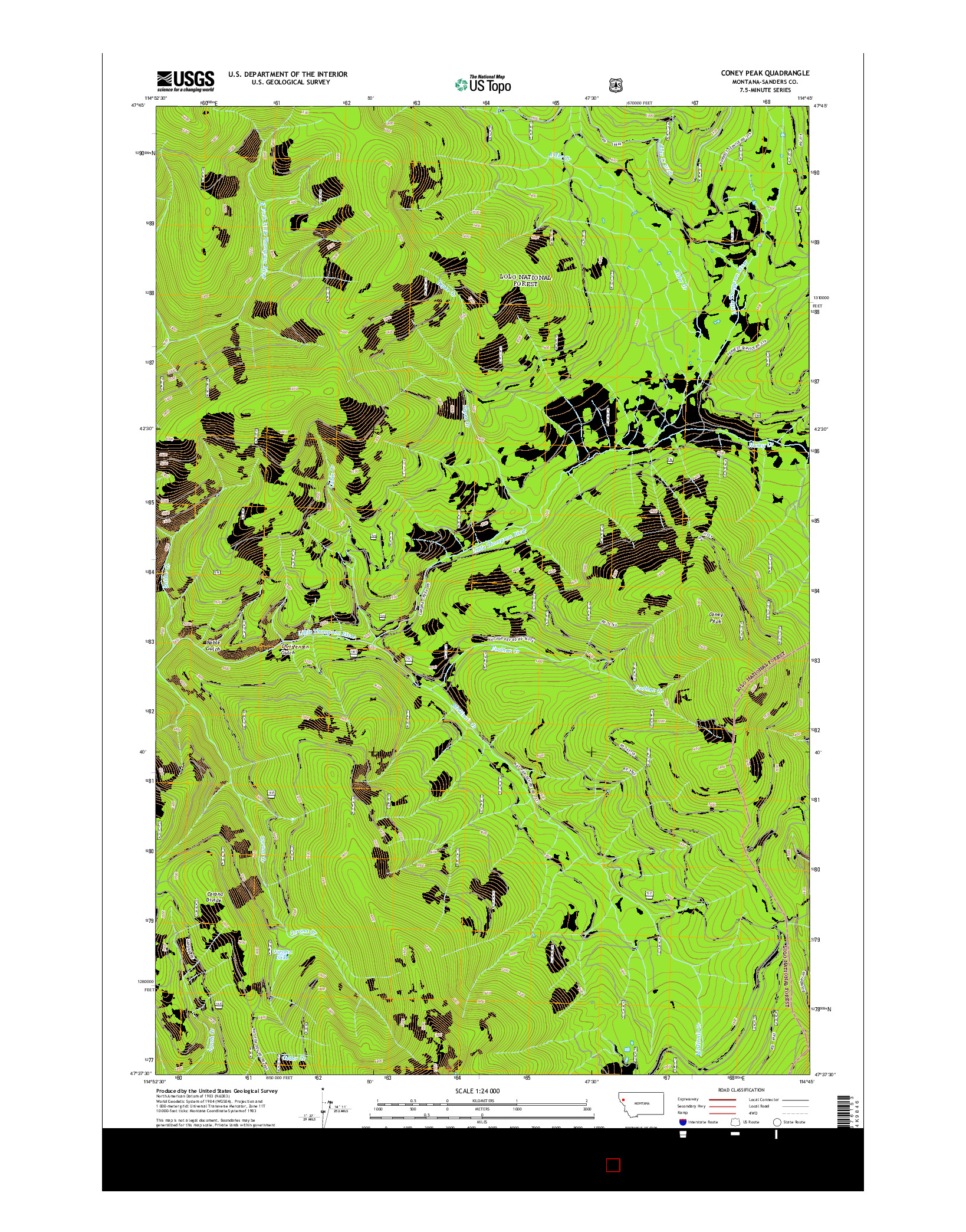 USGS US TOPO 7.5-MINUTE MAP FOR CONEY PEAK, MT 2014