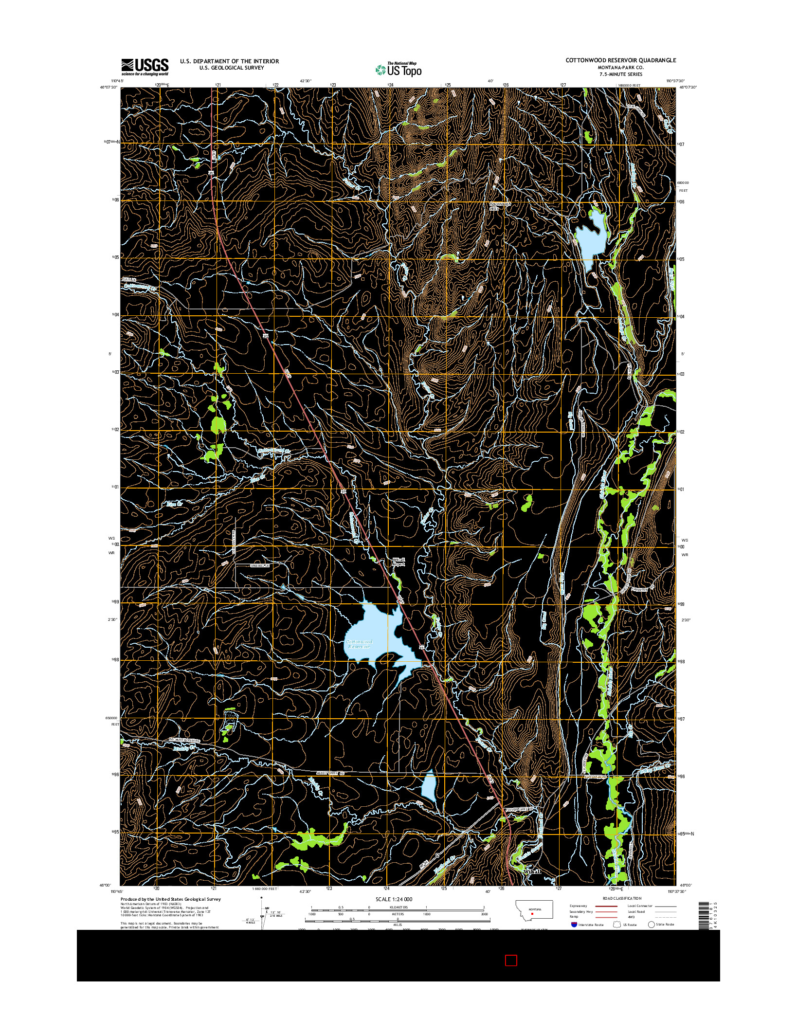 USGS US TOPO 7.5-MINUTE MAP FOR COTTONWOOD RESERVOIR, MT 2014