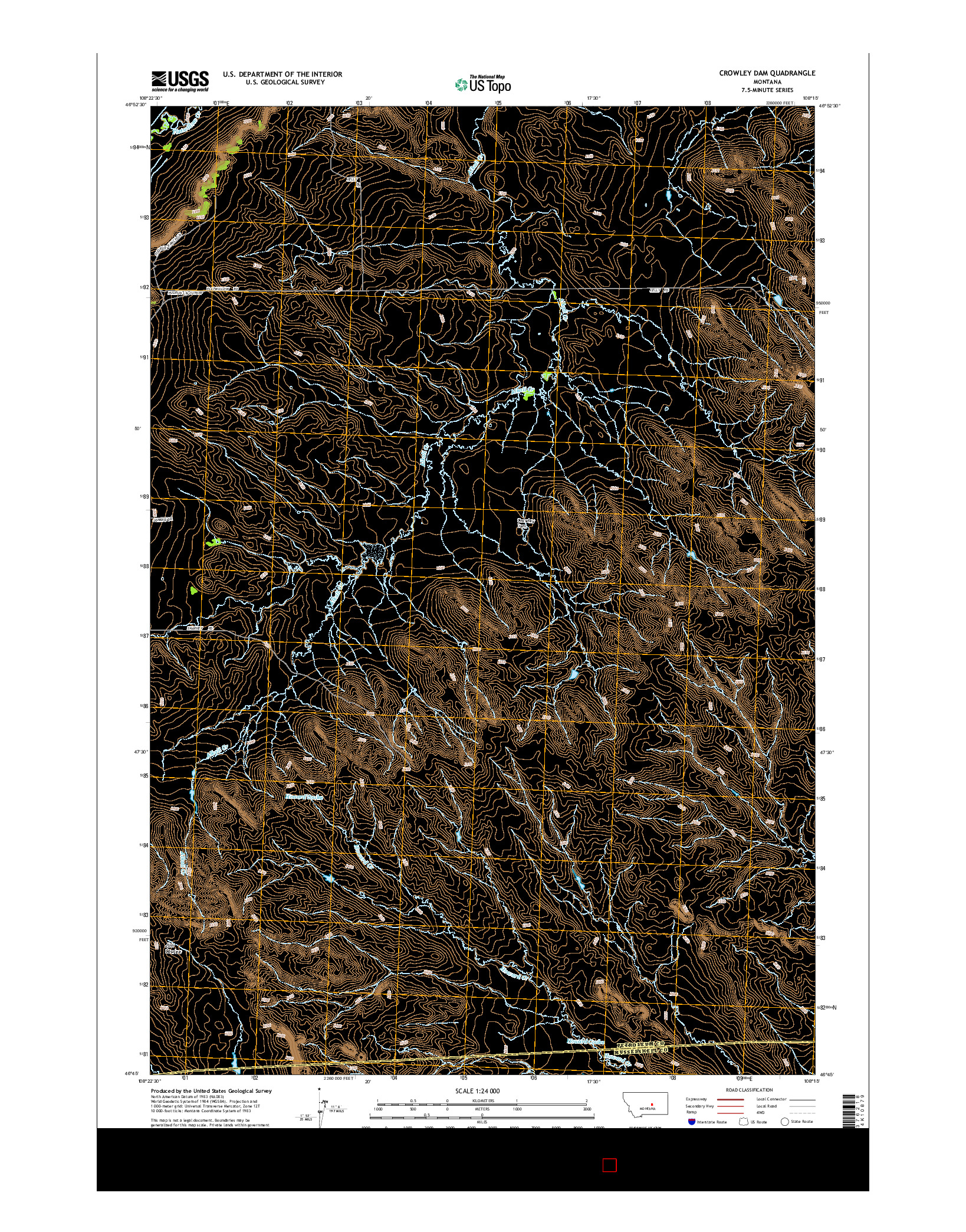 USGS US TOPO 7.5-MINUTE MAP FOR CROWLEY DAM, MT 2014