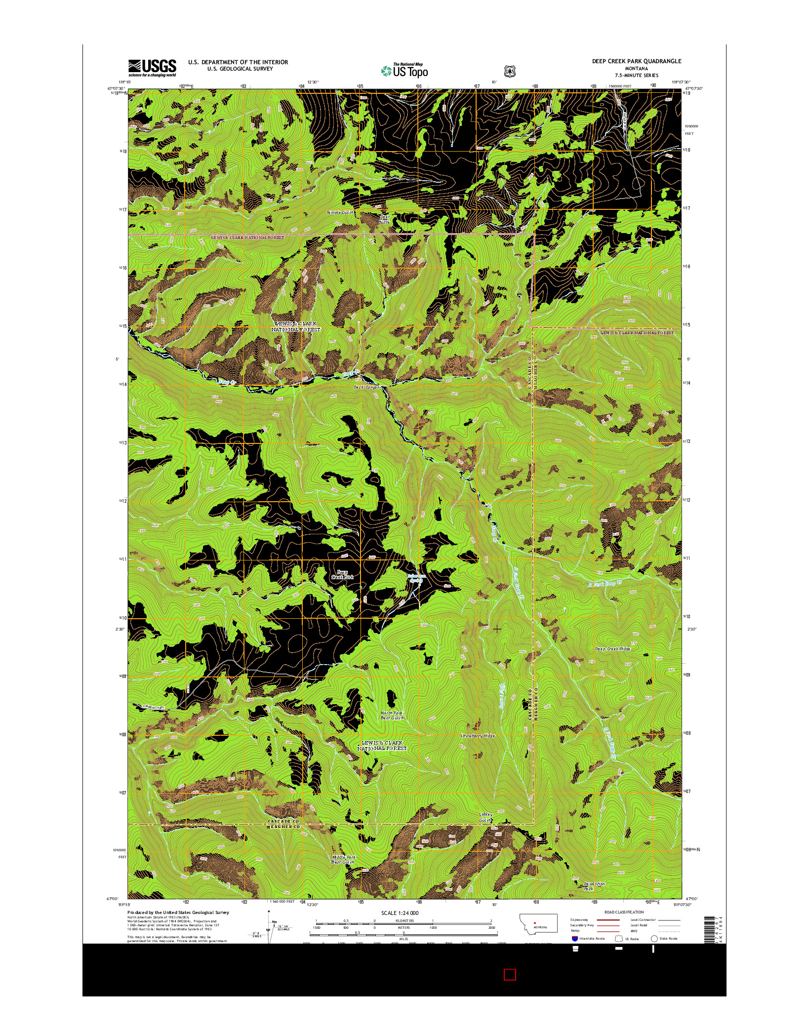 USGS US TOPO 7.5-MINUTE MAP FOR DEEP CREEK PARK, MT 2014