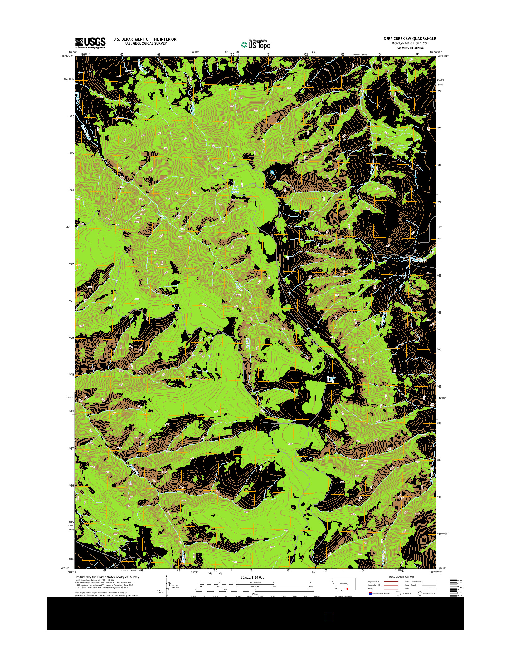 USGS US TOPO 7.5-MINUTE MAP FOR DEEP CREEK SW, MT 2014