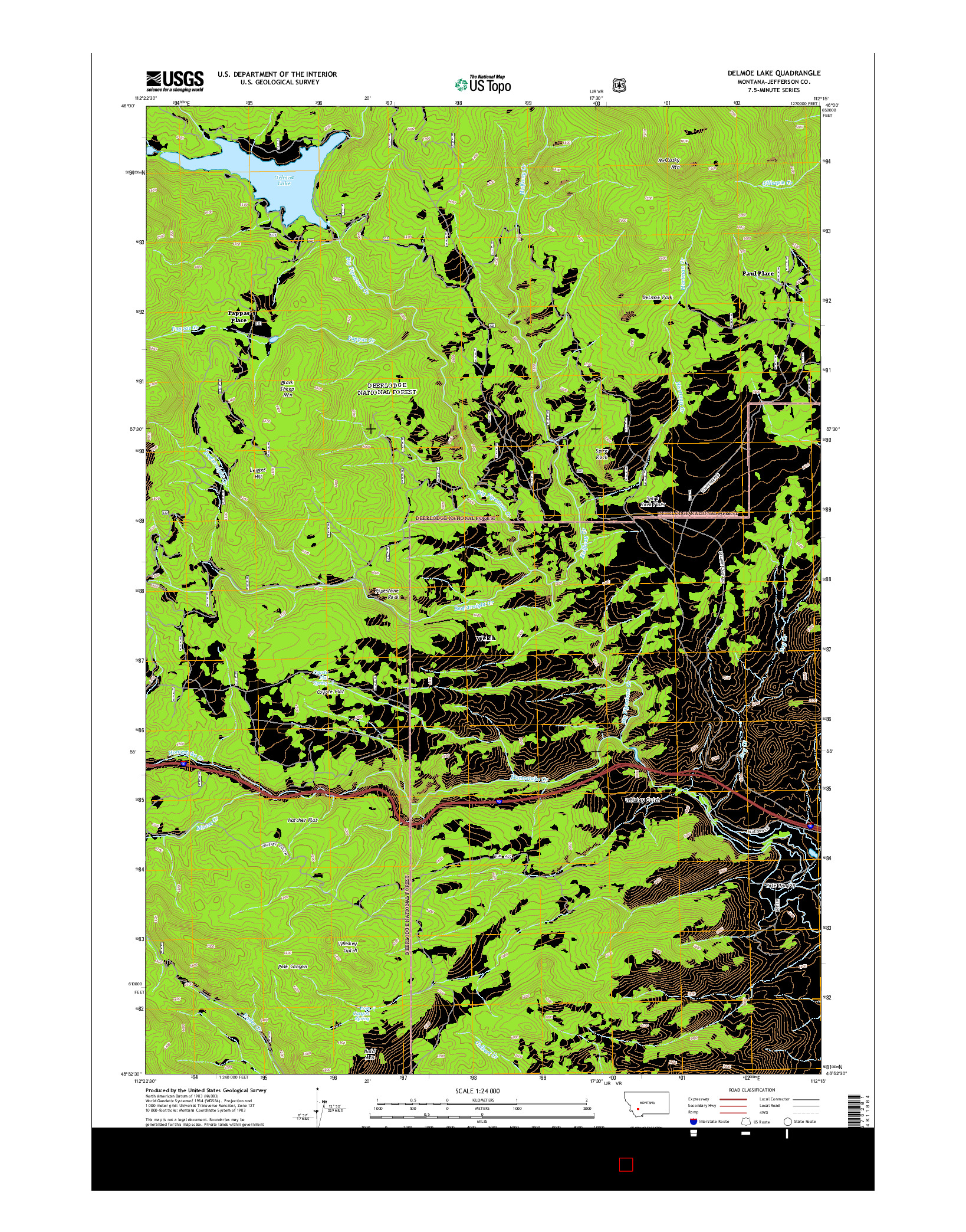 USGS US TOPO 7.5-MINUTE MAP FOR DELMOE LAKE, MT 2014
