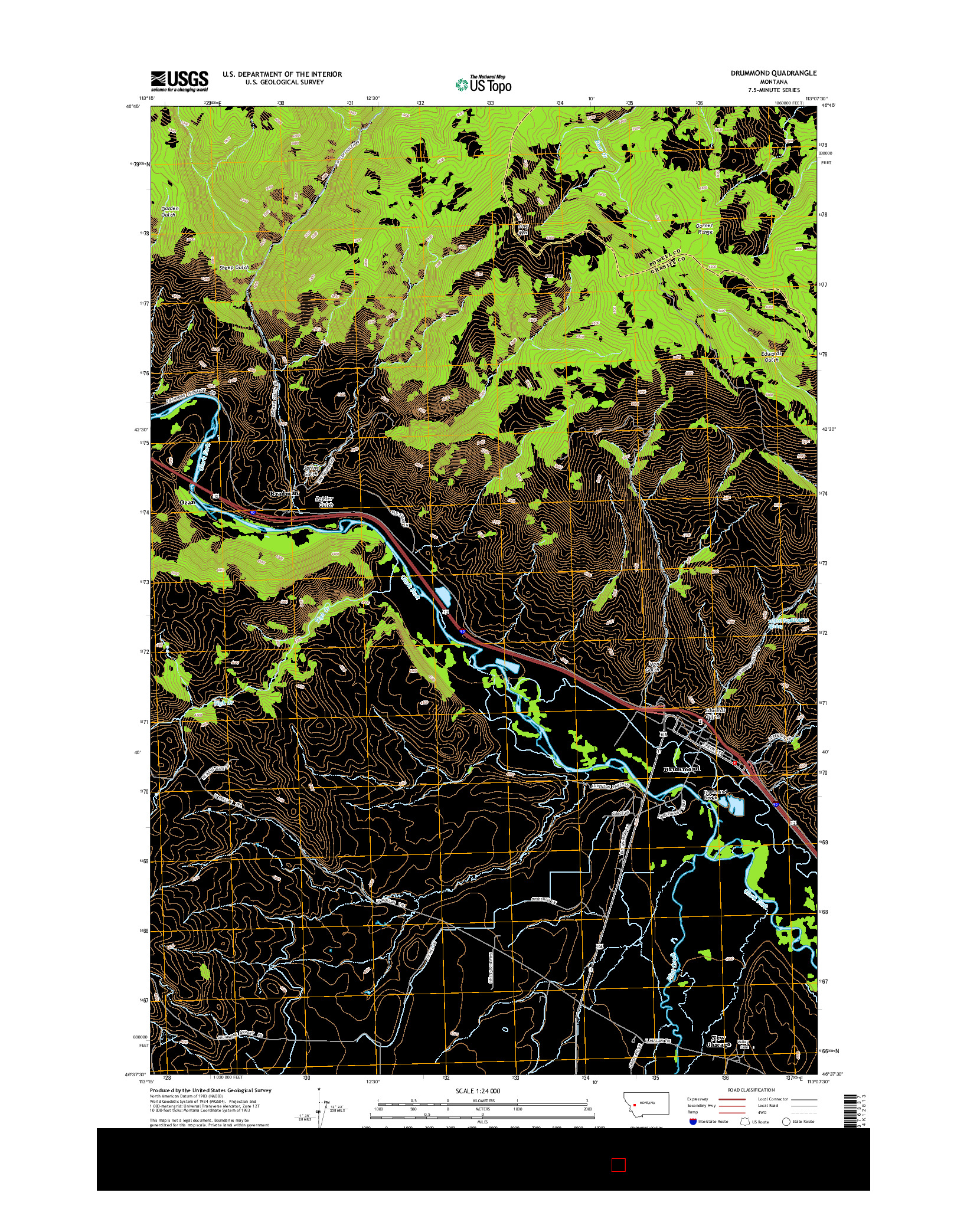 USGS US TOPO 7.5-MINUTE MAP FOR DRUMMOND, MT 2014