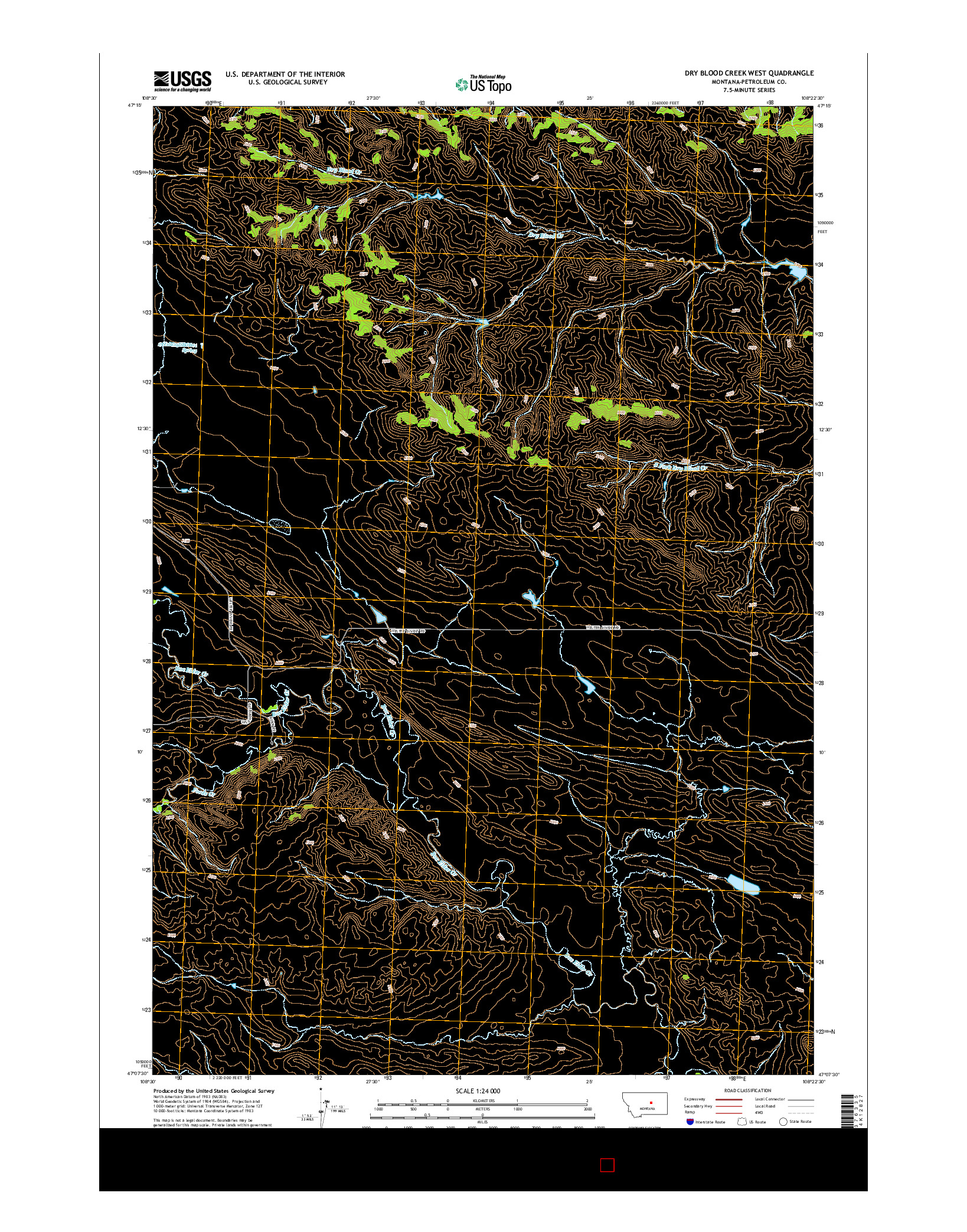 USGS US TOPO 7.5-MINUTE MAP FOR DRY BLOOD CREEK WEST, MT 2014