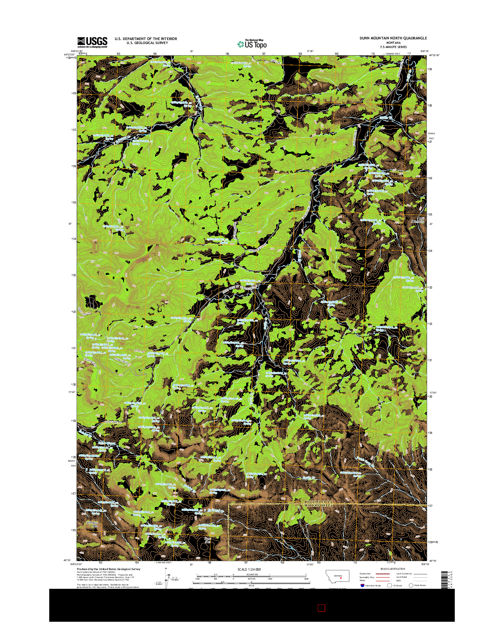 USGS US TOPO 7.5-MINUTE MAP FOR DUNN MOUNTAIN NORTH, MT 2014