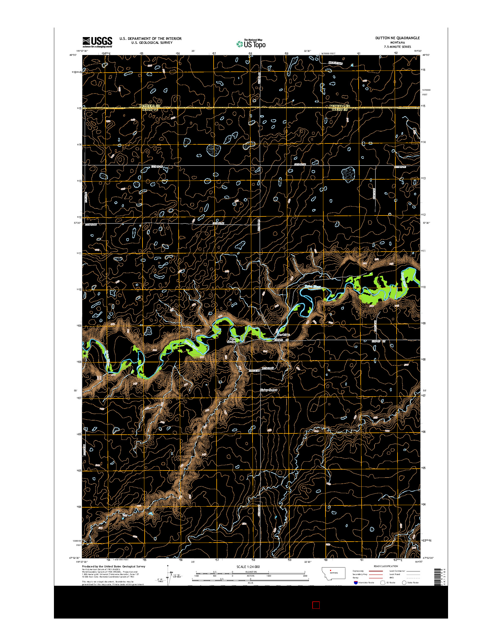 USGS US TOPO 7.5-MINUTE MAP FOR DUTTON NE, MT 2014
