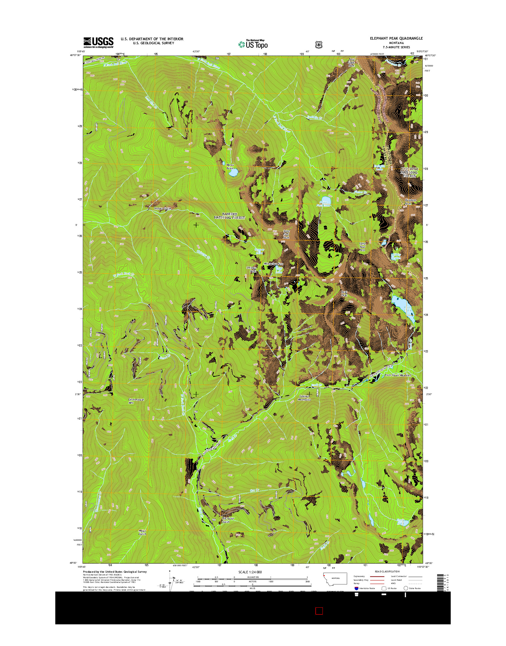 USGS US TOPO 7.5-MINUTE MAP FOR ELEPHANT PEAK, MT 2014