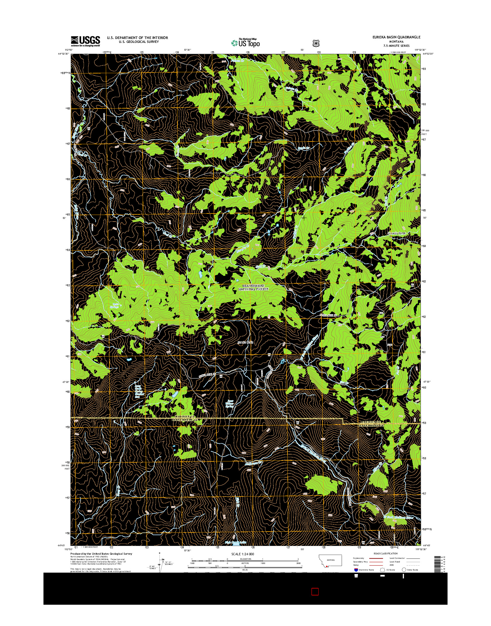 USGS US TOPO 7.5-MINUTE MAP FOR EUREKA BASIN, MT 2014