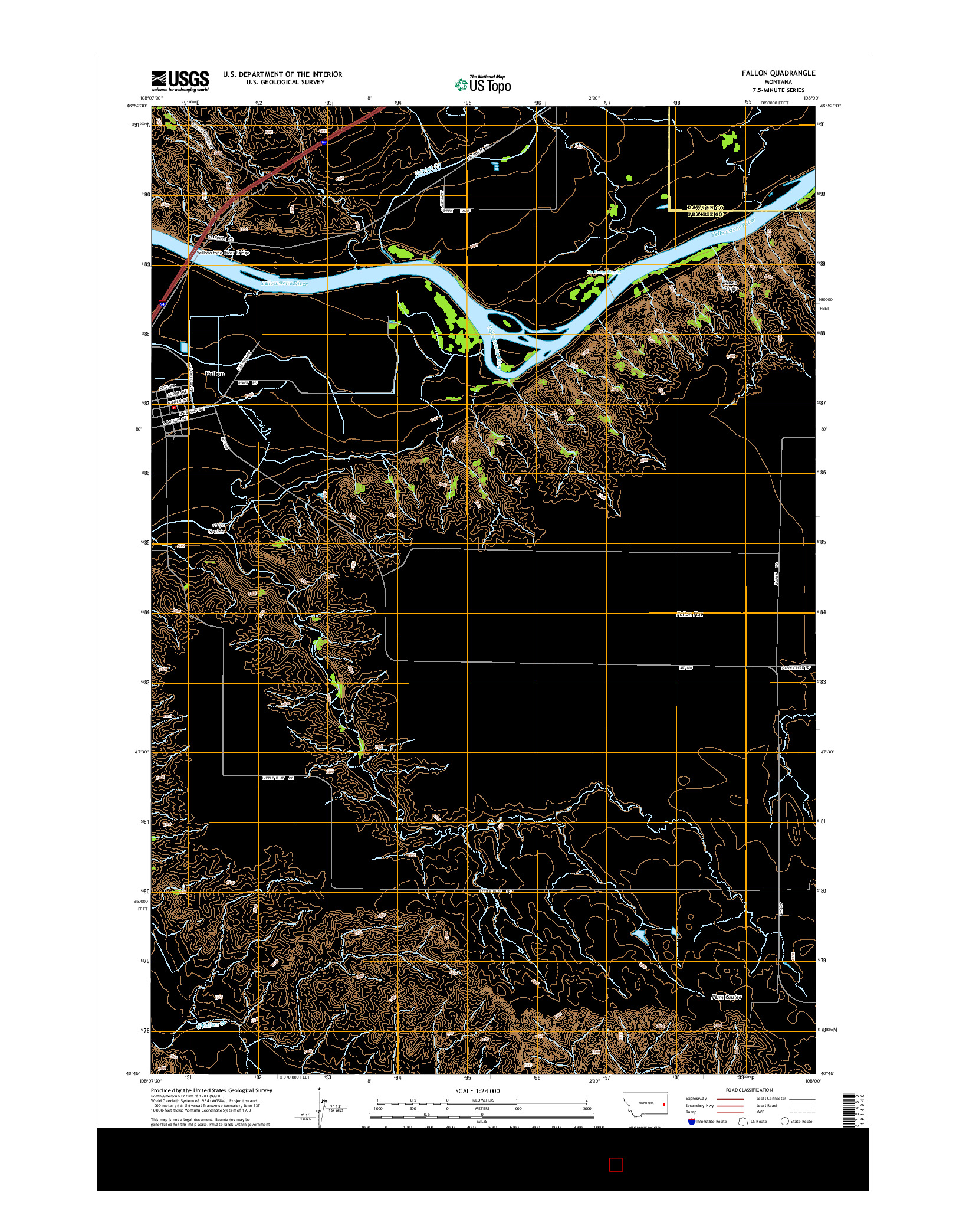 USGS US TOPO 7.5-MINUTE MAP FOR FALLON, MT 2014