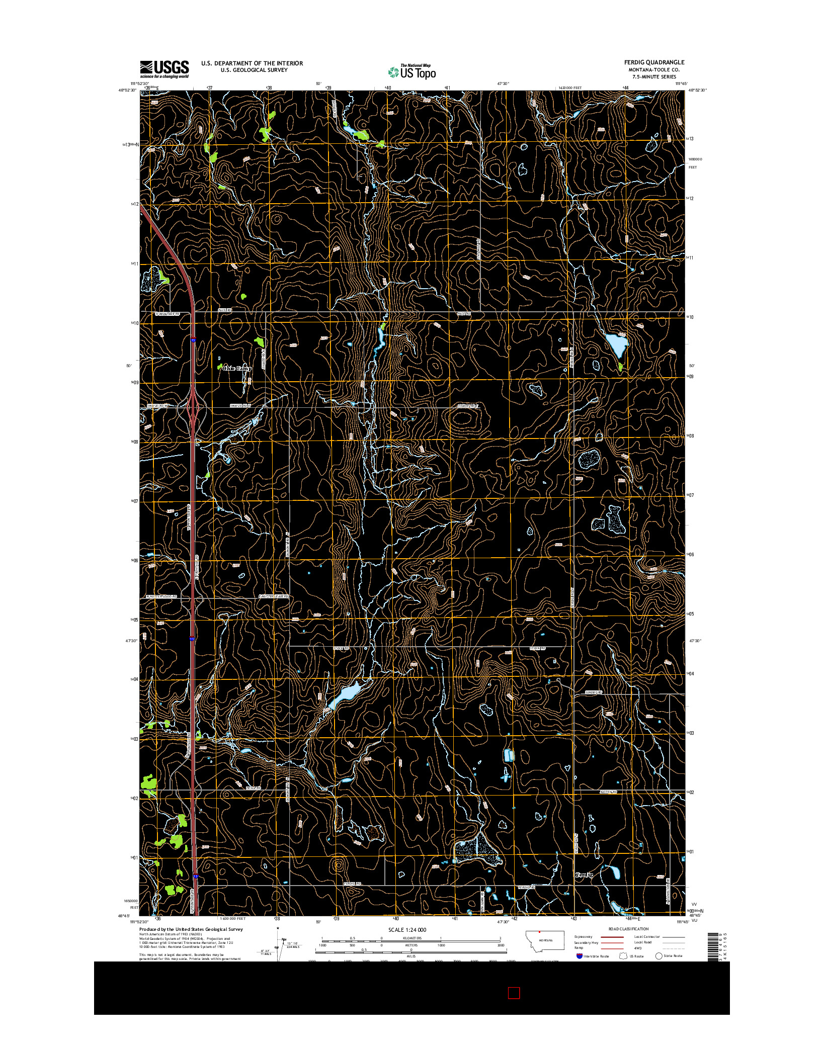 USGS US TOPO 7.5-MINUTE MAP FOR FERDIG, MT 2014