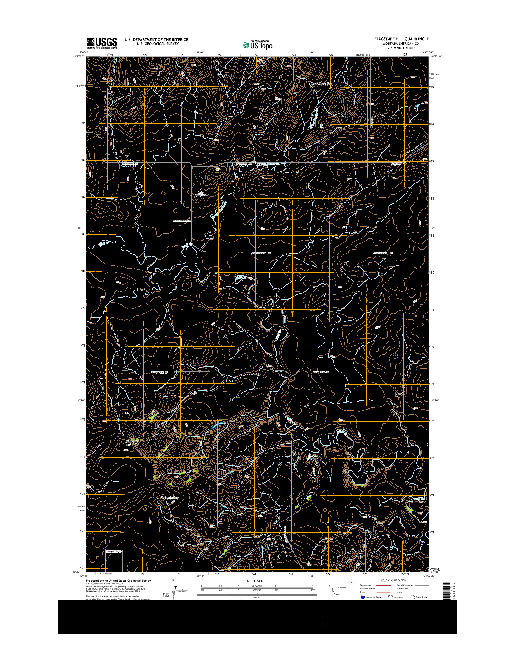 USGS US TOPO 7.5-MINUTE MAP FOR FLAGSTAFF HILL, MT 2014