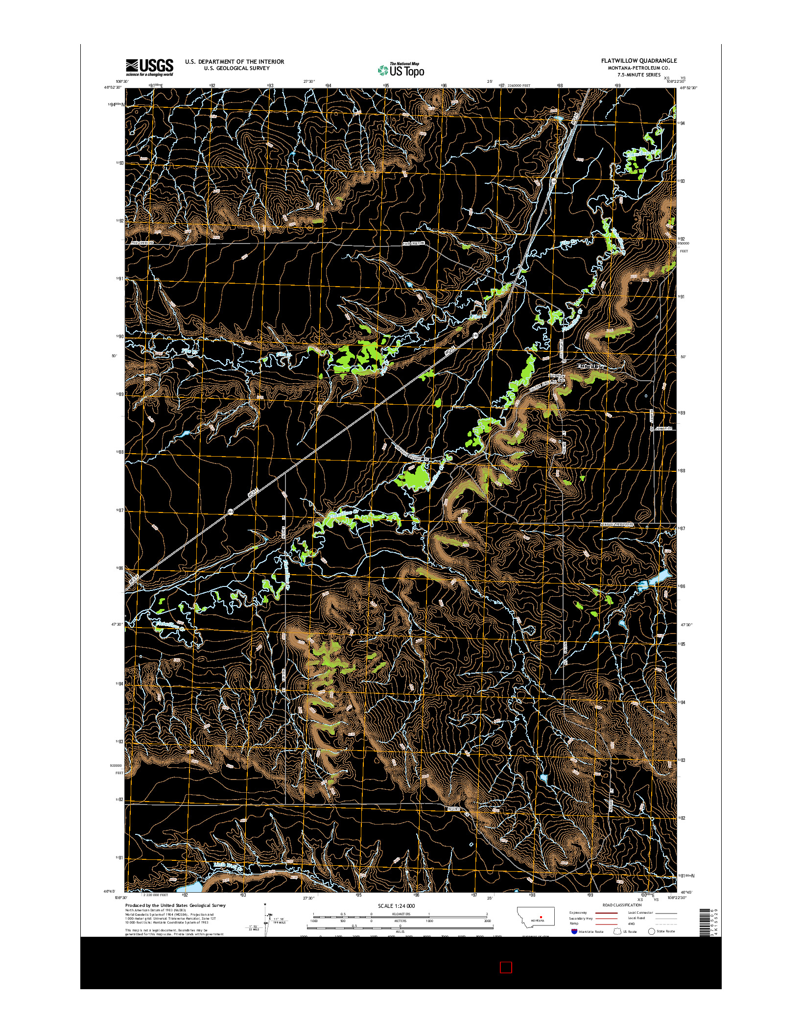 USGS US TOPO 7.5-MINUTE MAP FOR FLATWILLOW, MT 2014