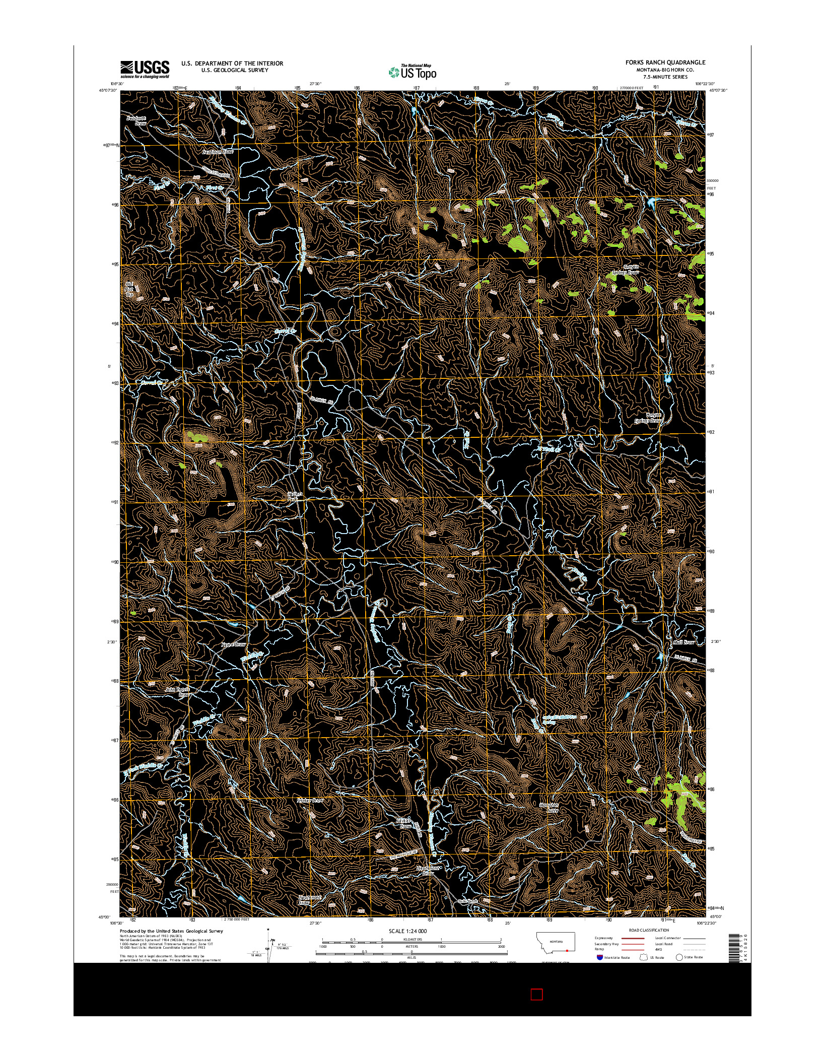 USGS US TOPO 7.5-MINUTE MAP FOR FORKS RANCH, MT 2014