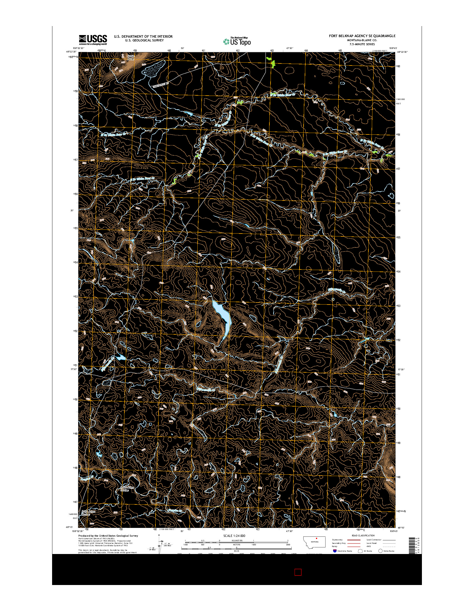USGS US TOPO 7.5-MINUTE MAP FOR FORT BELKNAP AGENCY SE, MT 2014