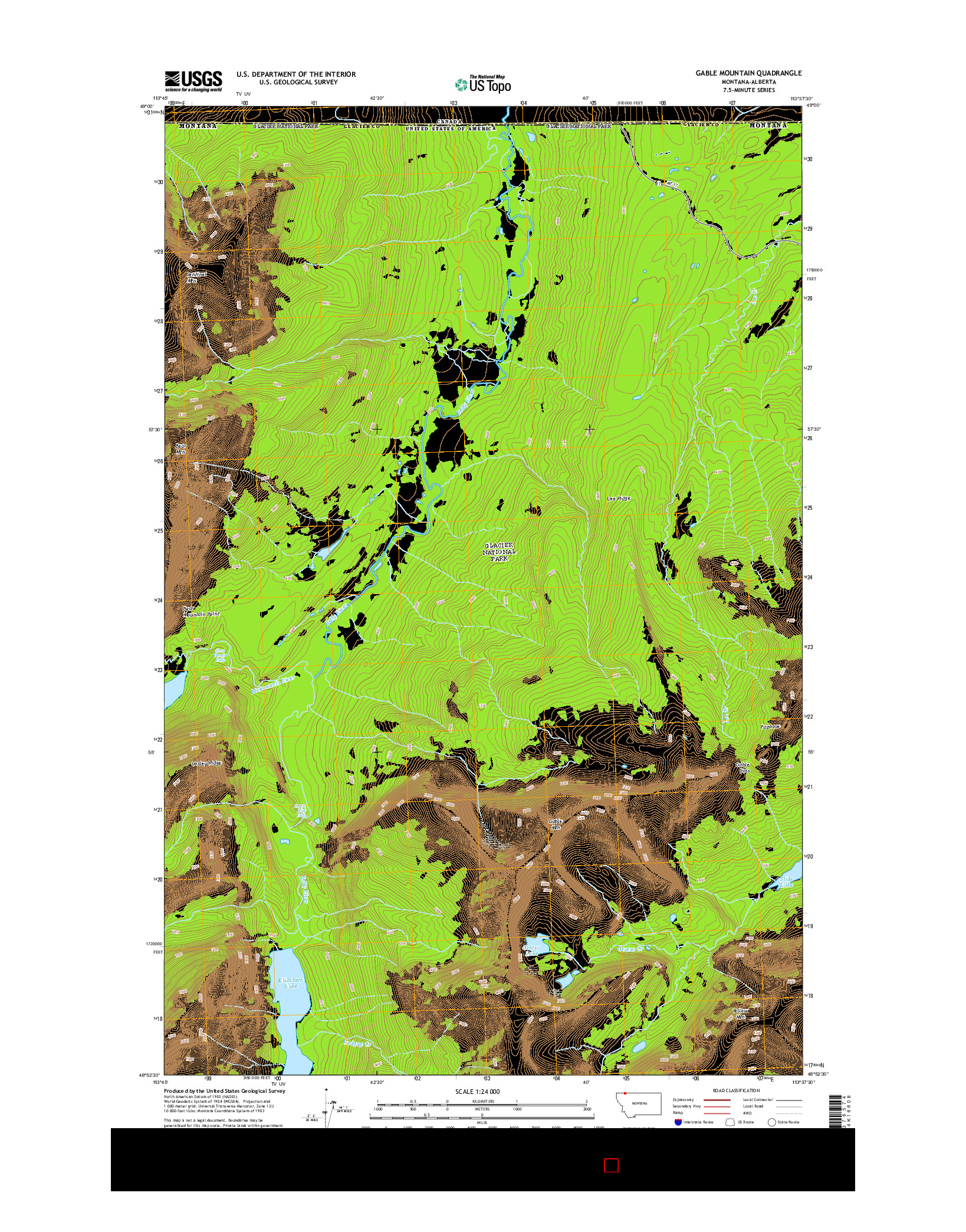 USGS US TOPO 7.5-MINUTE MAP FOR GABLE MOUNTAIN, MT-AB 2014