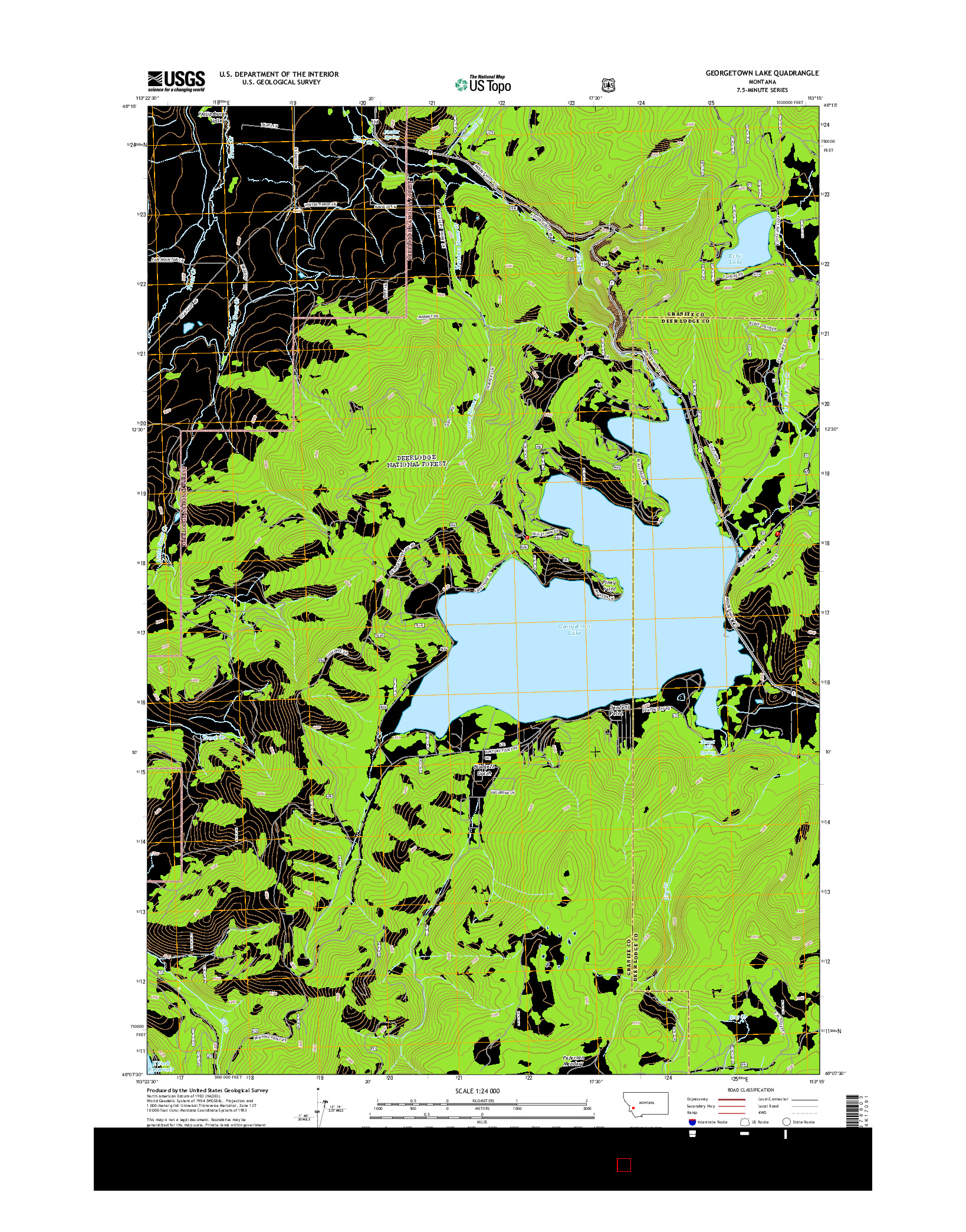 USGS US TOPO 7.5-MINUTE MAP FOR GEORGETOWN LAKE, MT 2014