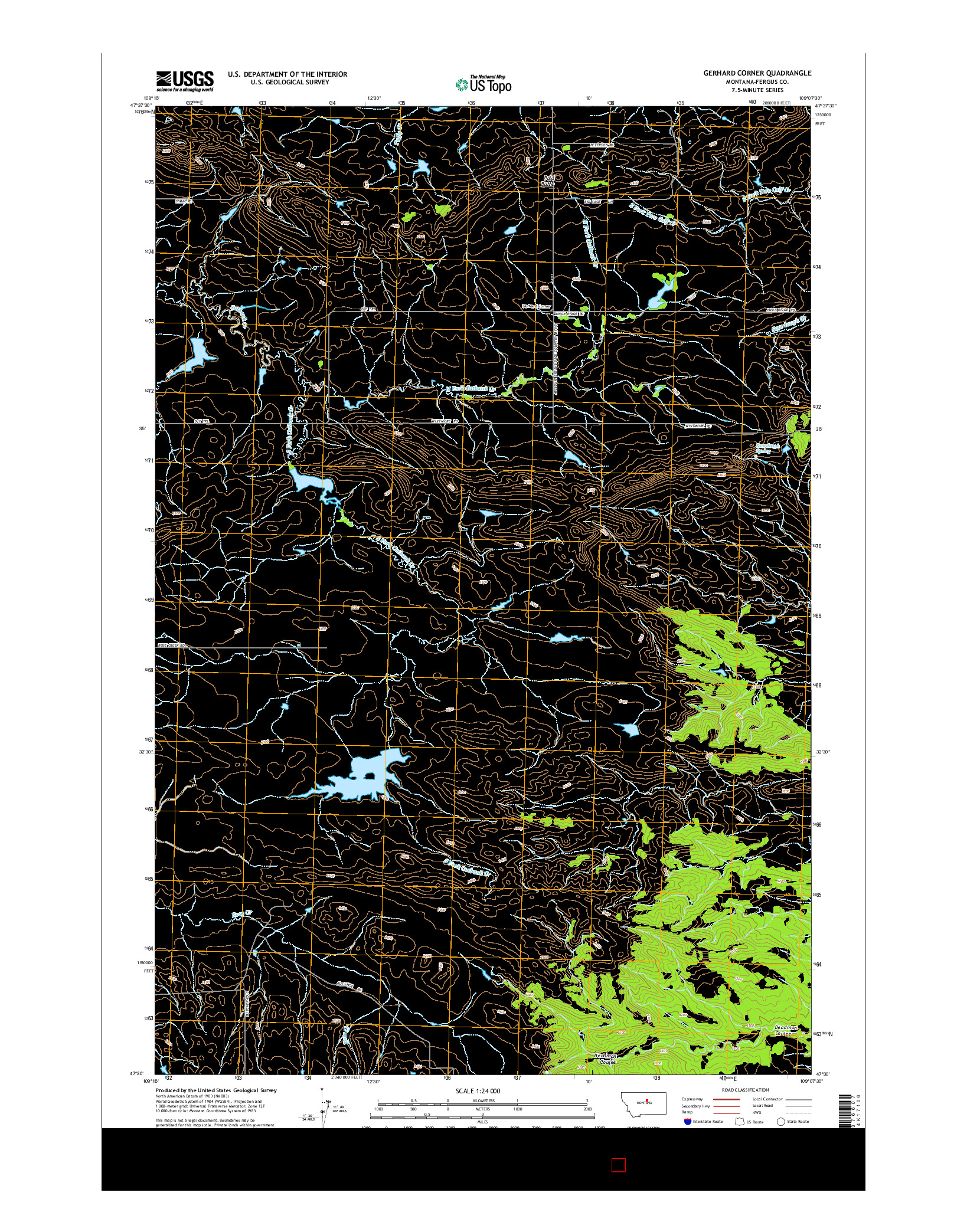 USGS US TOPO 7.5-MINUTE MAP FOR GERHARD CORNER, MT 2014