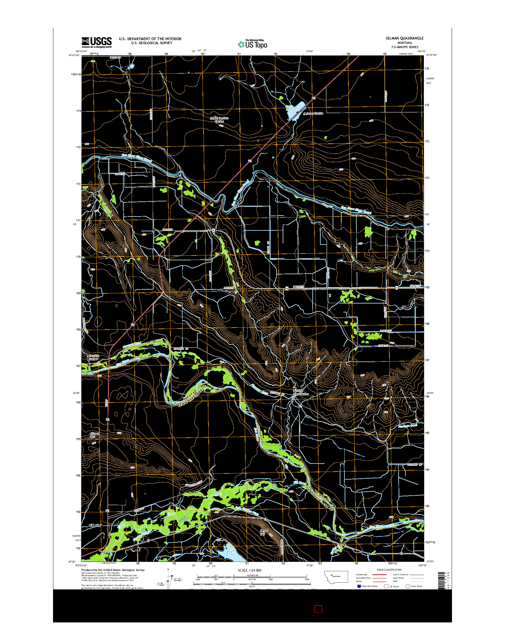 USGS US TOPO 7.5-MINUTE MAP FOR GILMAN, MT 2014