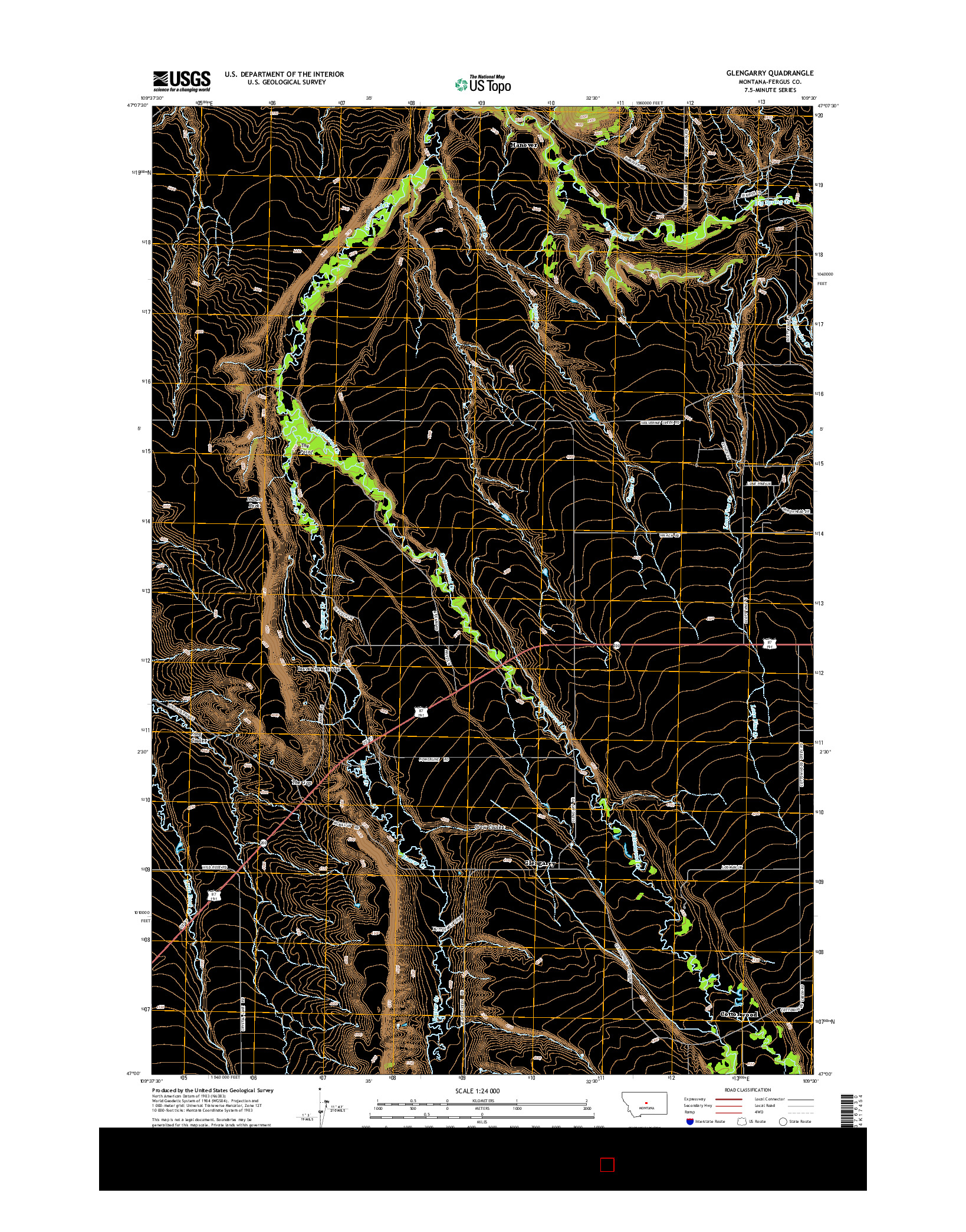 USGS US TOPO 7.5-MINUTE MAP FOR GLENGARRY, MT 2014