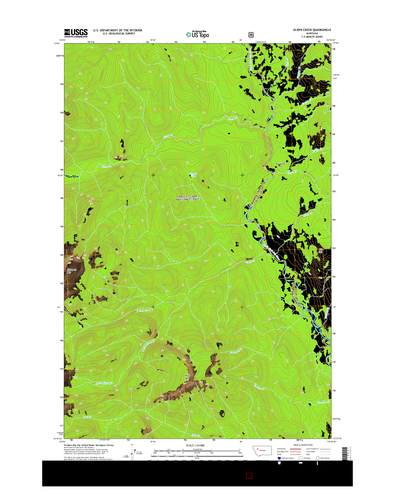 USGS US TOPO 7.5-MINUTE MAP FOR GLENN CREEK, MT 2014