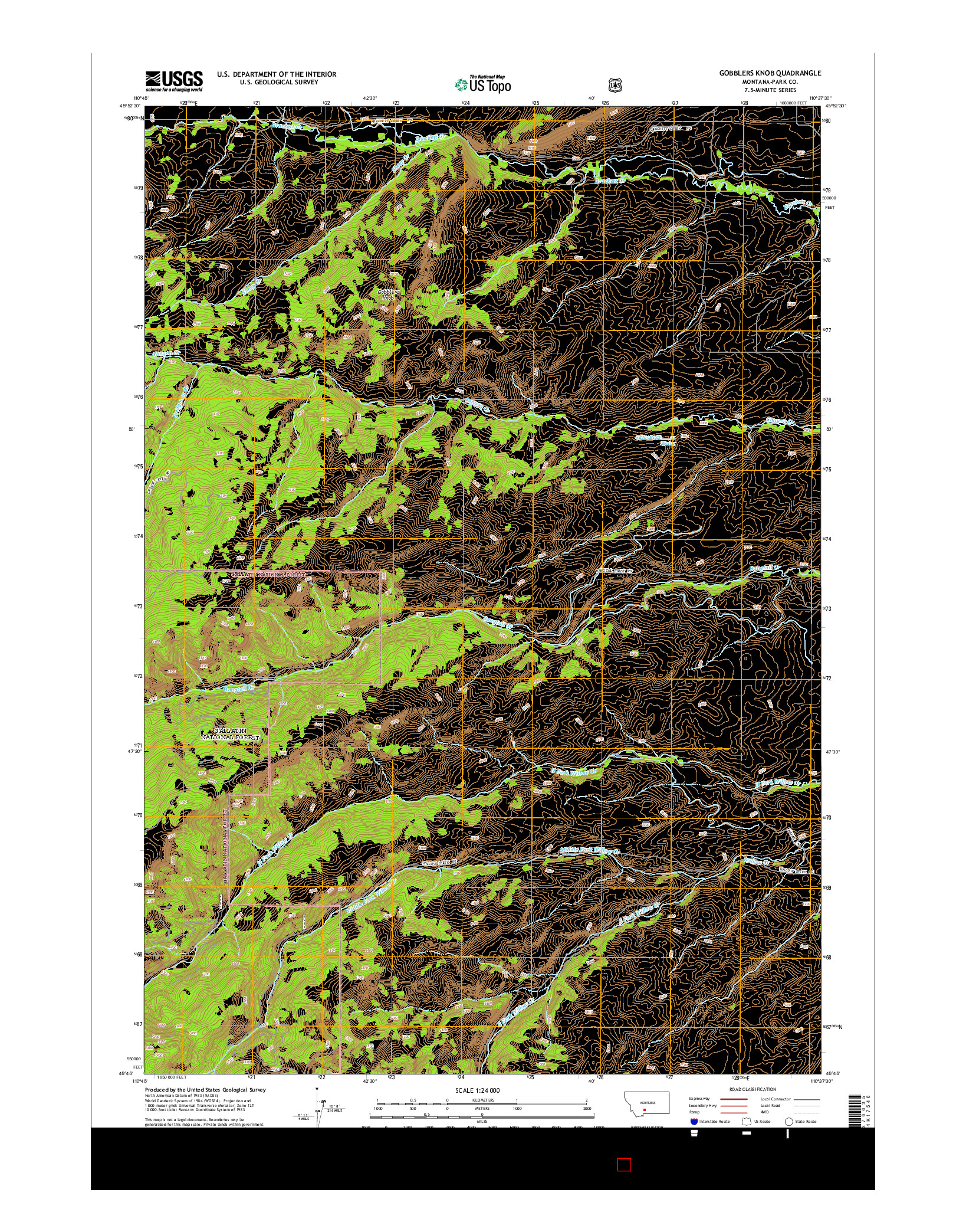 USGS US TOPO 7.5-MINUTE MAP FOR GOBBLERS KNOB, MT 2014