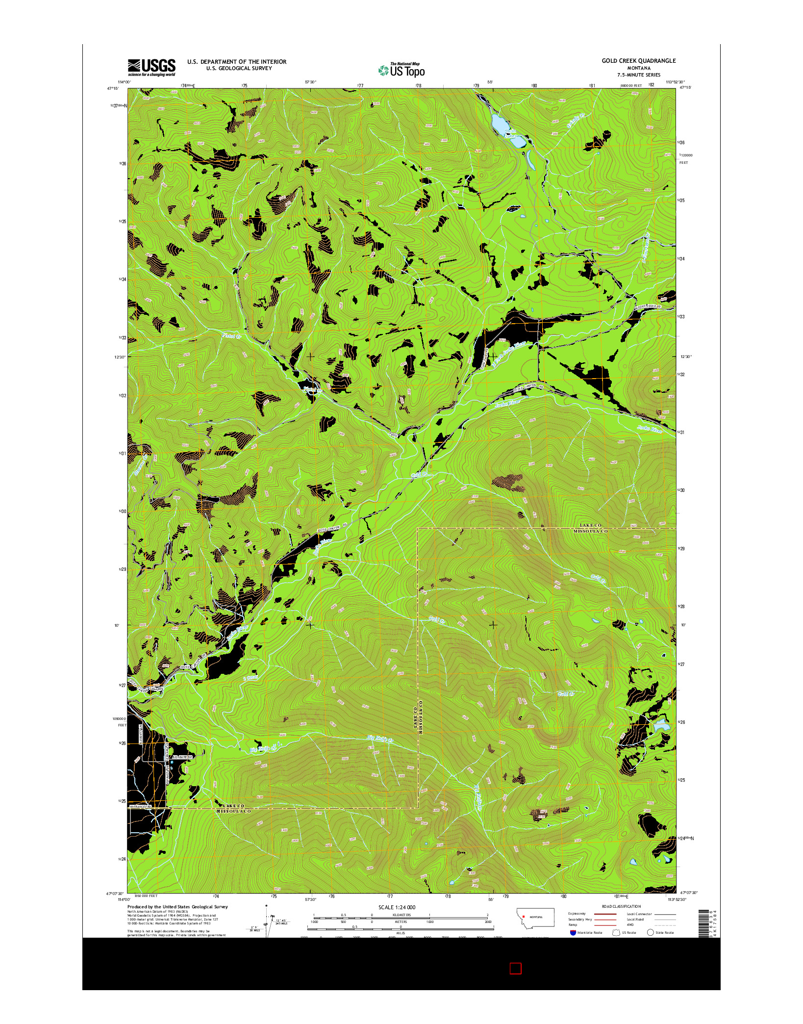 USGS US TOPO 7.5-MINUTE MAP FOR GOLD CREEK, MT 2014