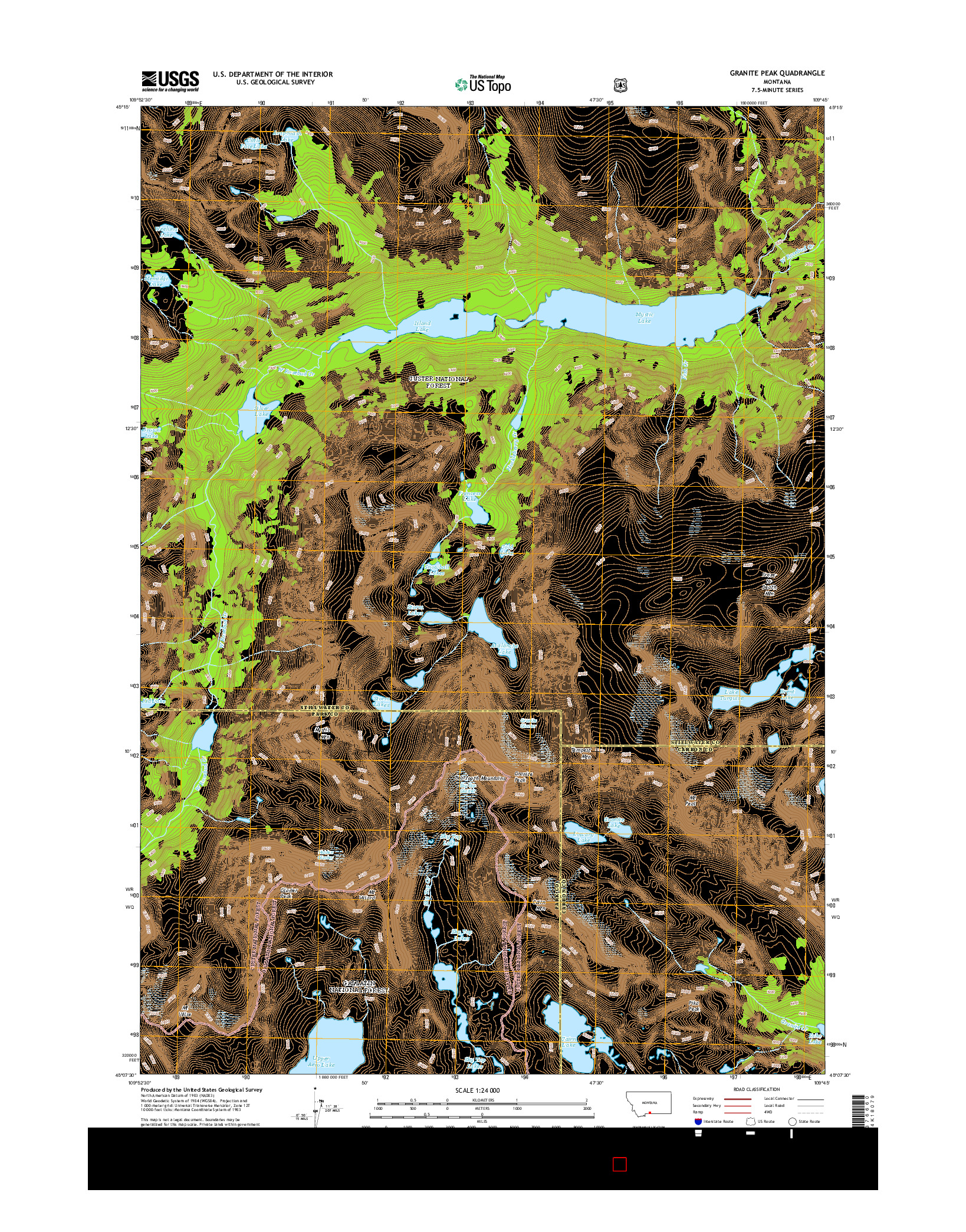 USGS US TOPO 7.5-MINUTE MAP FOR GRANITE PEAK, MT 2014