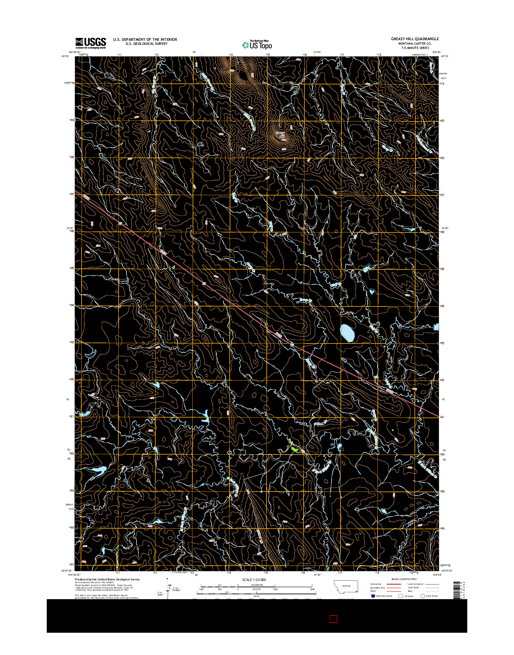 USGS US TOPO 7.5-MINUTE MAP FOR GREASY HILL, MT 2014