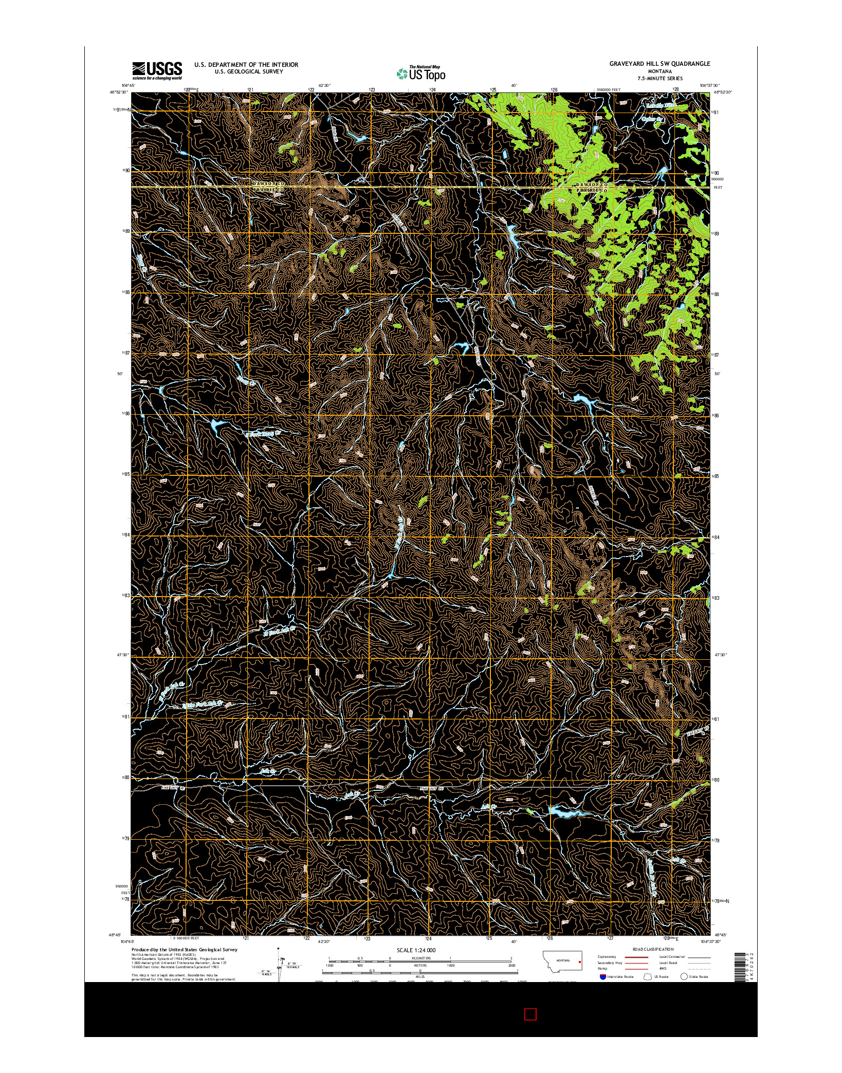 USGS US TOPO 7.5-MINUTE MAP FOR GRAVEYARD HILL SW, MT 2014