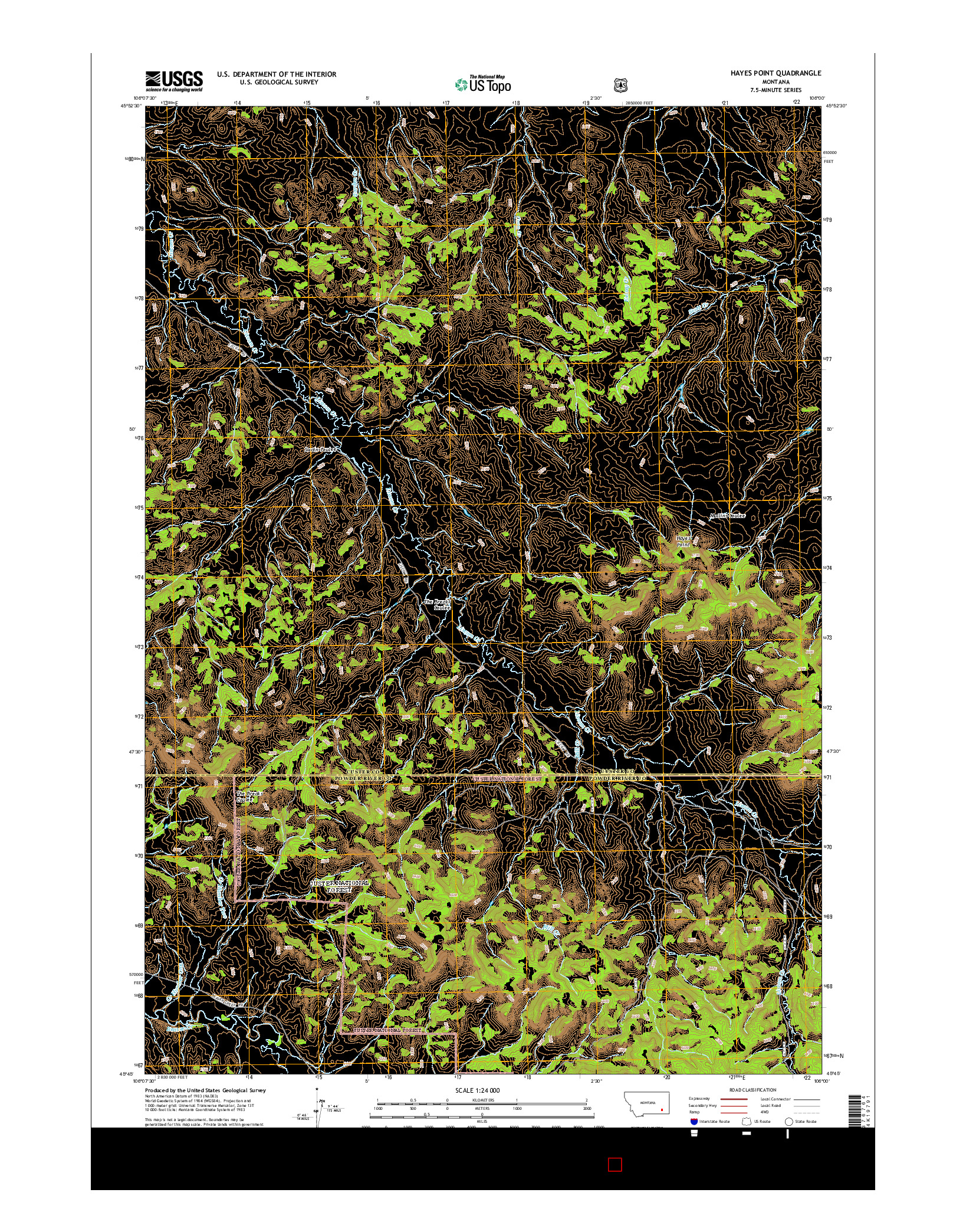 USGS US TOPO 7.5-MINUTE MAP FOR HAYES POINT, MT 2014