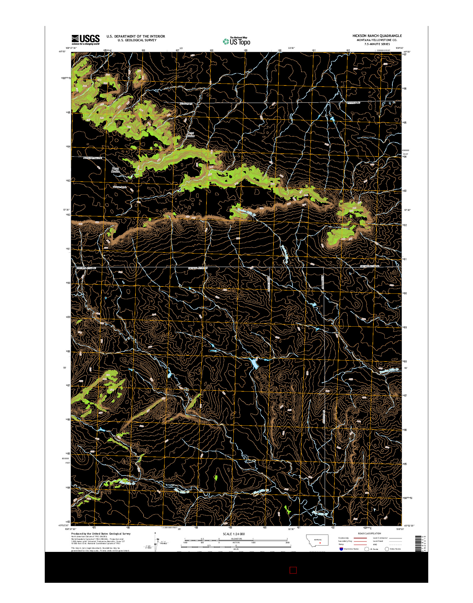 USGS US TOPO 7.5-MINUTE MAP FOR HICKSON RANCH, MT 2014