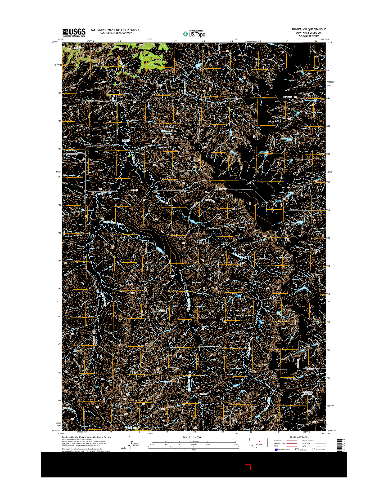 USGS US TOPO 7.5-MINUTE MAP FOR HILGER NW, MT 2014