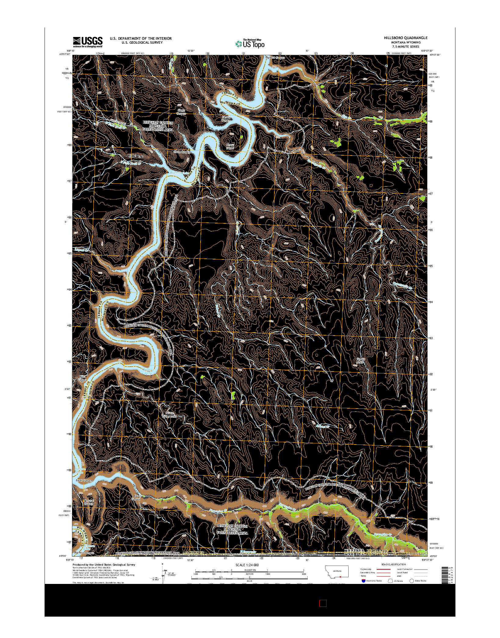 USGS US TOPO 7.5-MINUTE MAP FOR HILLSBORO, MT-WY 2014