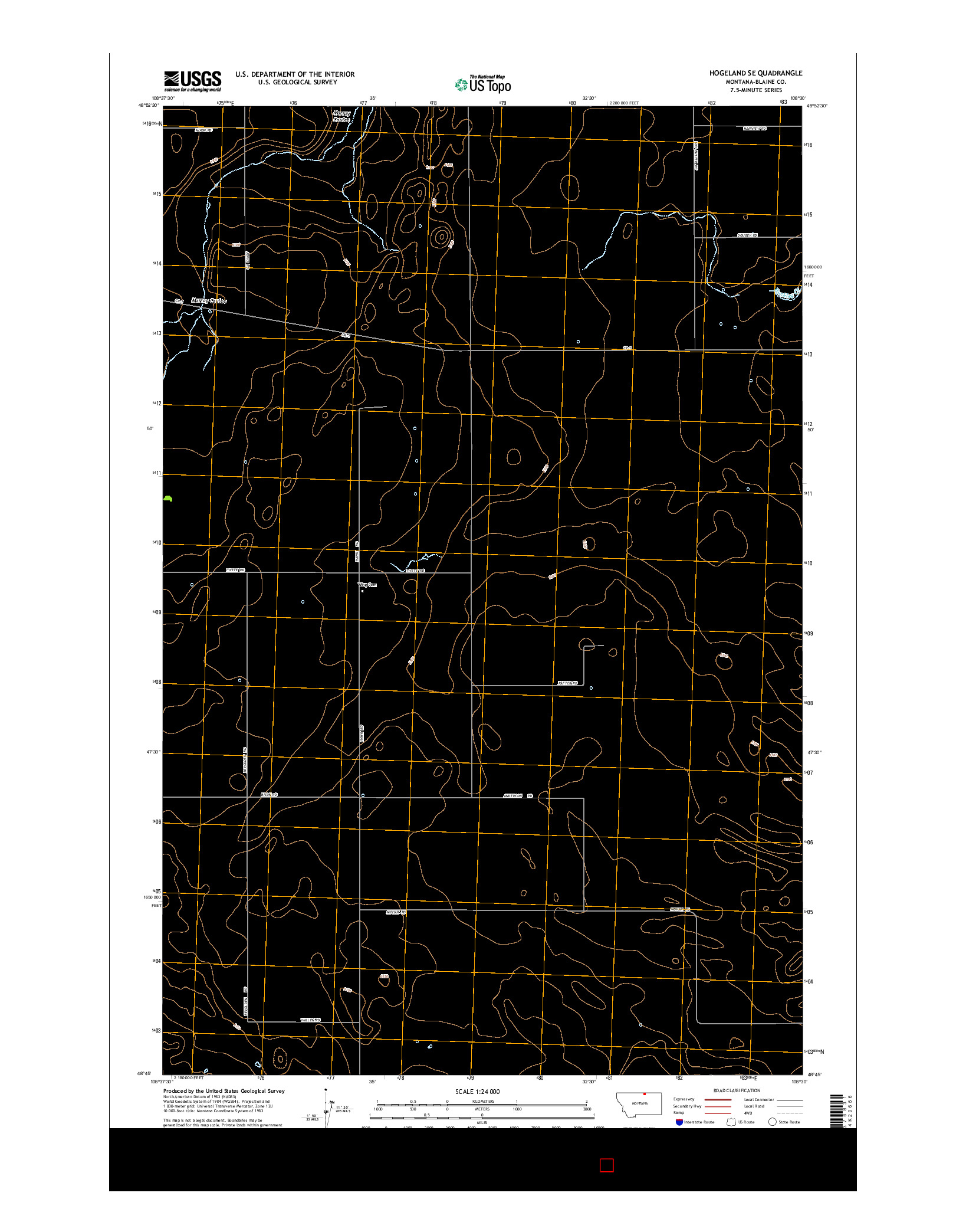 USGS US TOPO 7.5-MINUTE MAP FOR HOGELAND SE, MT 2014