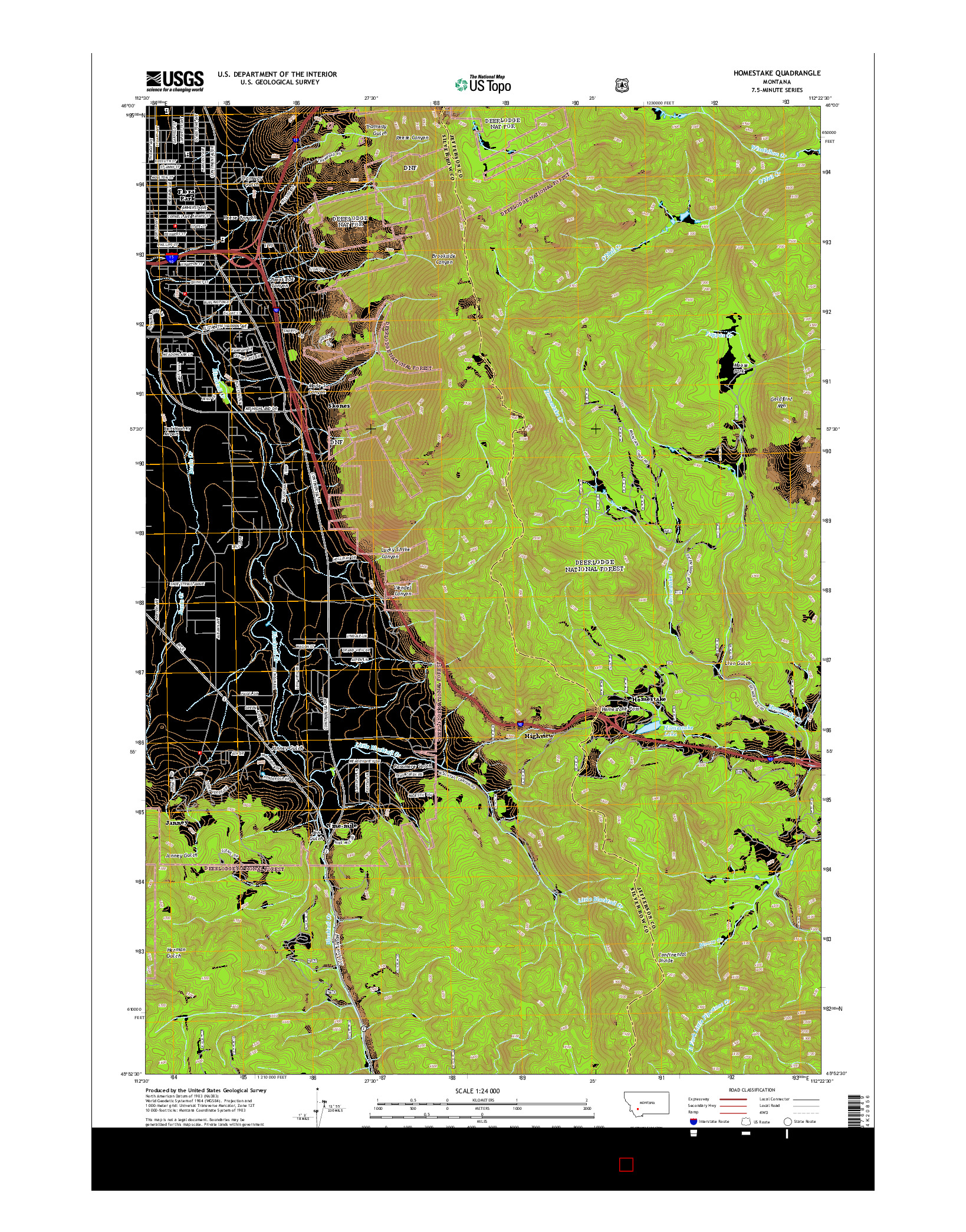 USGS US TOPO 7.5-MINUTE MAP FOR HOMESTAKE, MT 2014