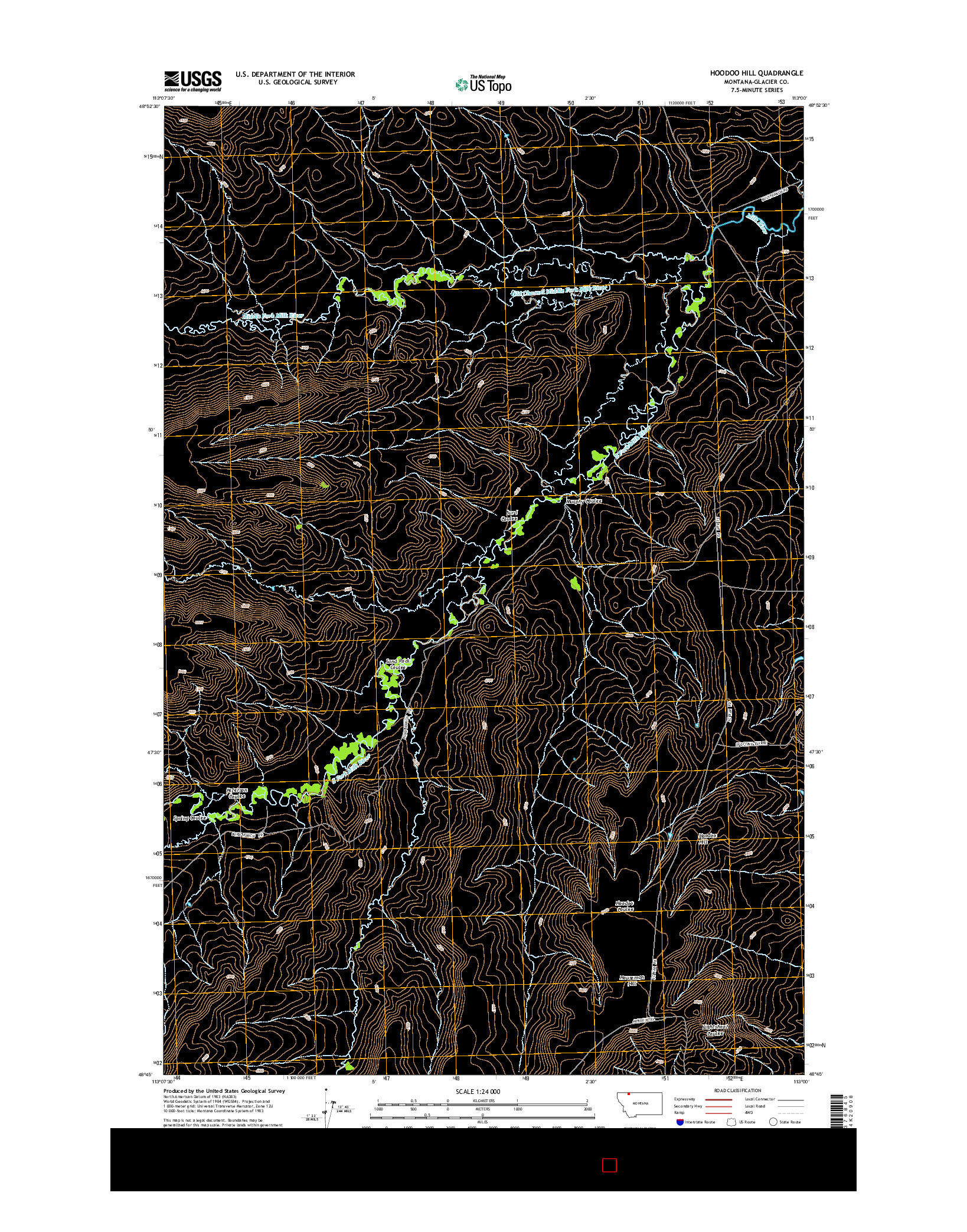 USGS US TOPO 7.5-MINUTE MAP FOR HOODOO HILL, MT 2014