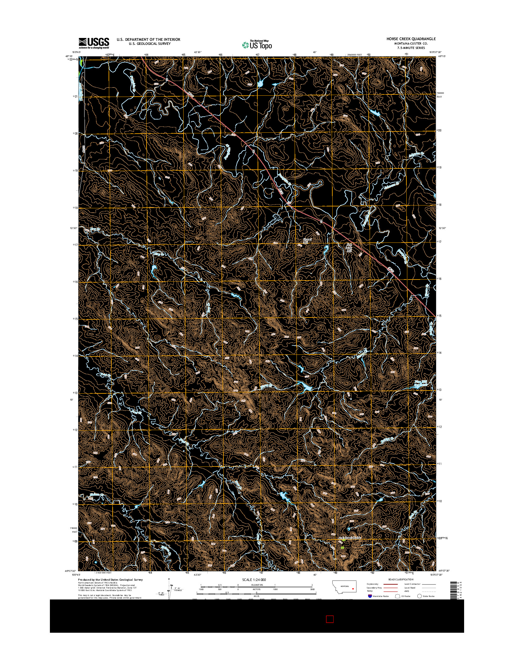 USGS US TOPO 7.5-MINUTE MAP FOR HORSE CREEK, MT 2014