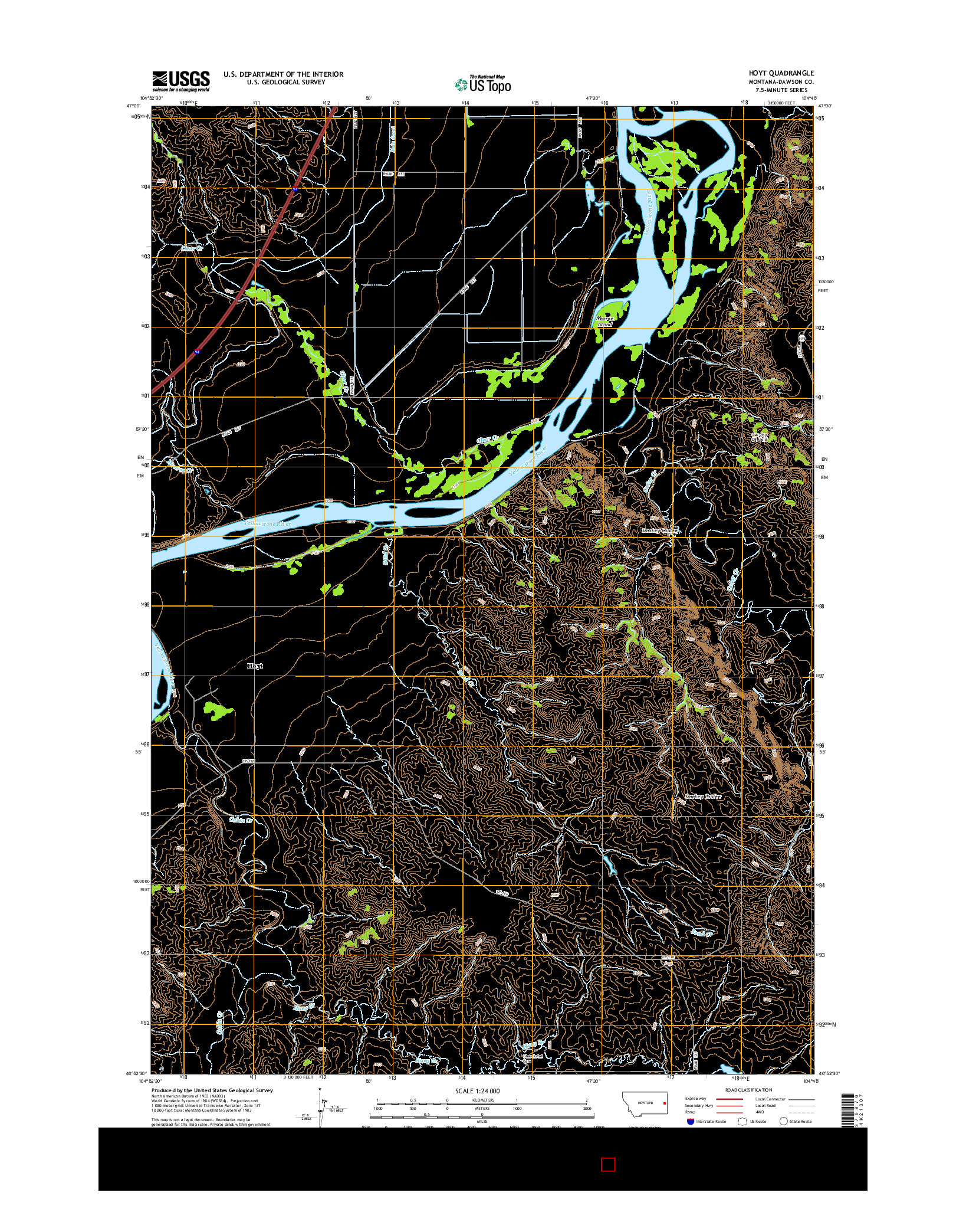 USGS US TOPO 7.5-MINUTE MAP FOR HOYT, MT 2014