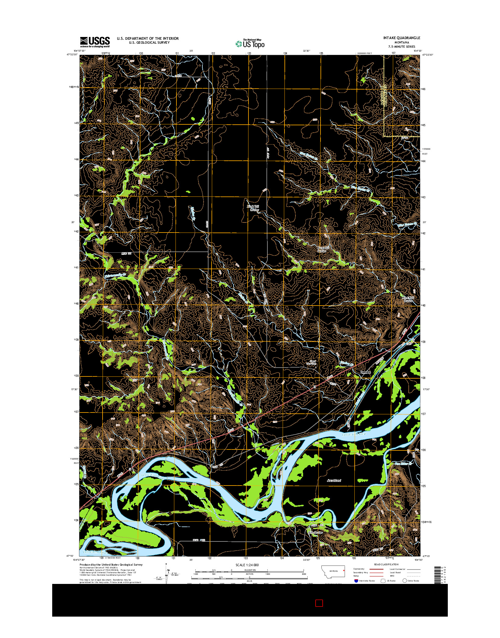USGS US TOPO 7.5-MINUTE MAP FOR INTAKE, MT 2014
