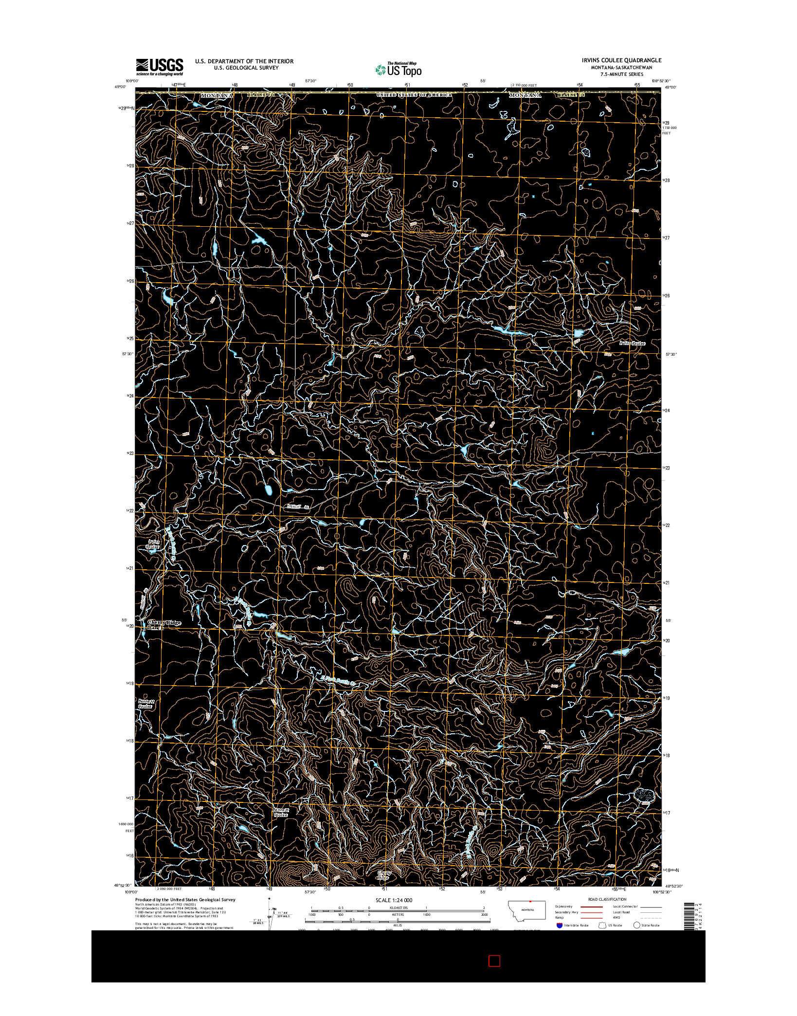 USGS US TOPO 7.5-MINUTE MAP FOR IRVINS COULEE, MT-SK 2014