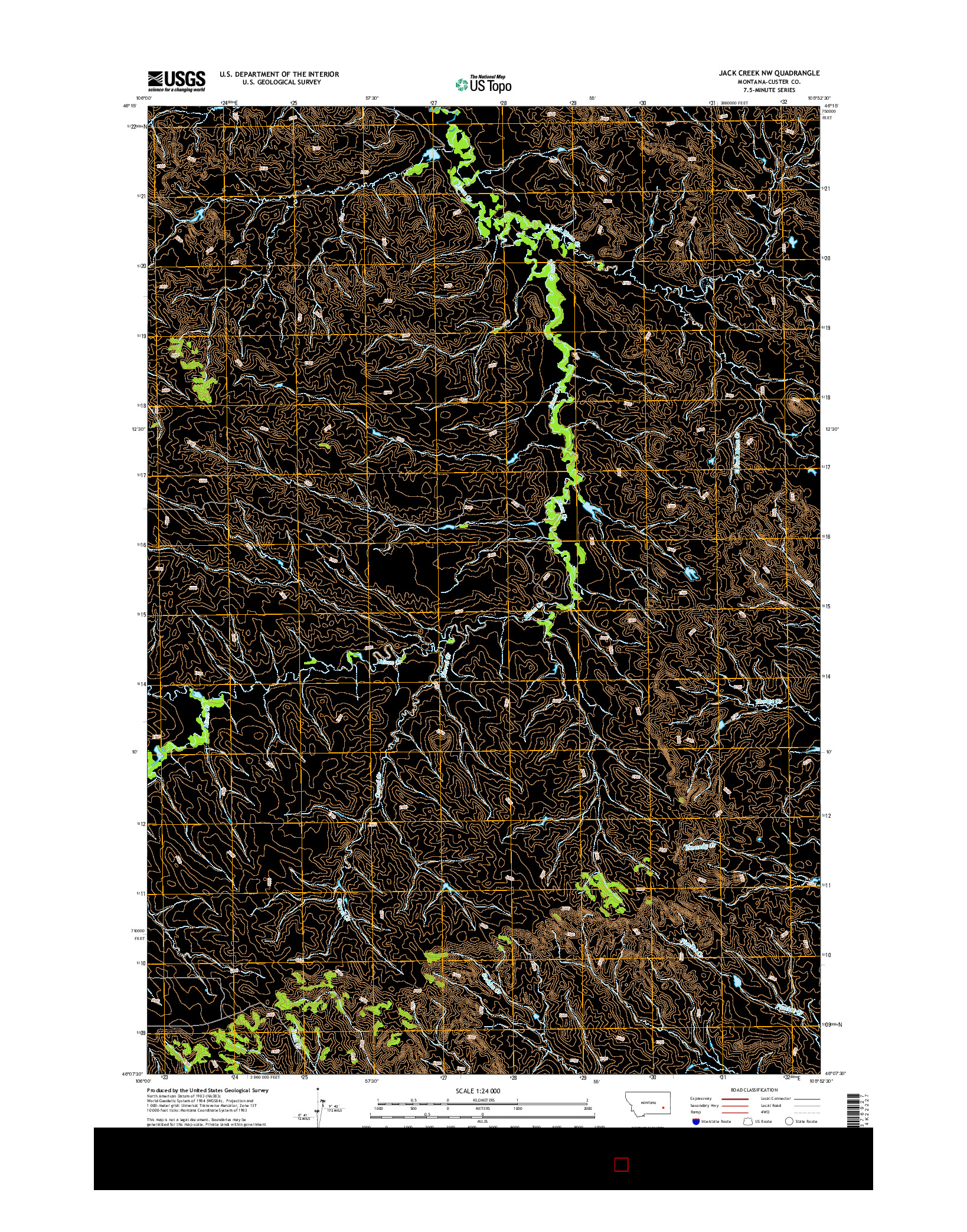 USGS US TOPO 7.5-MINUTE MAP FOR JACK CREEK NW, MT 2014