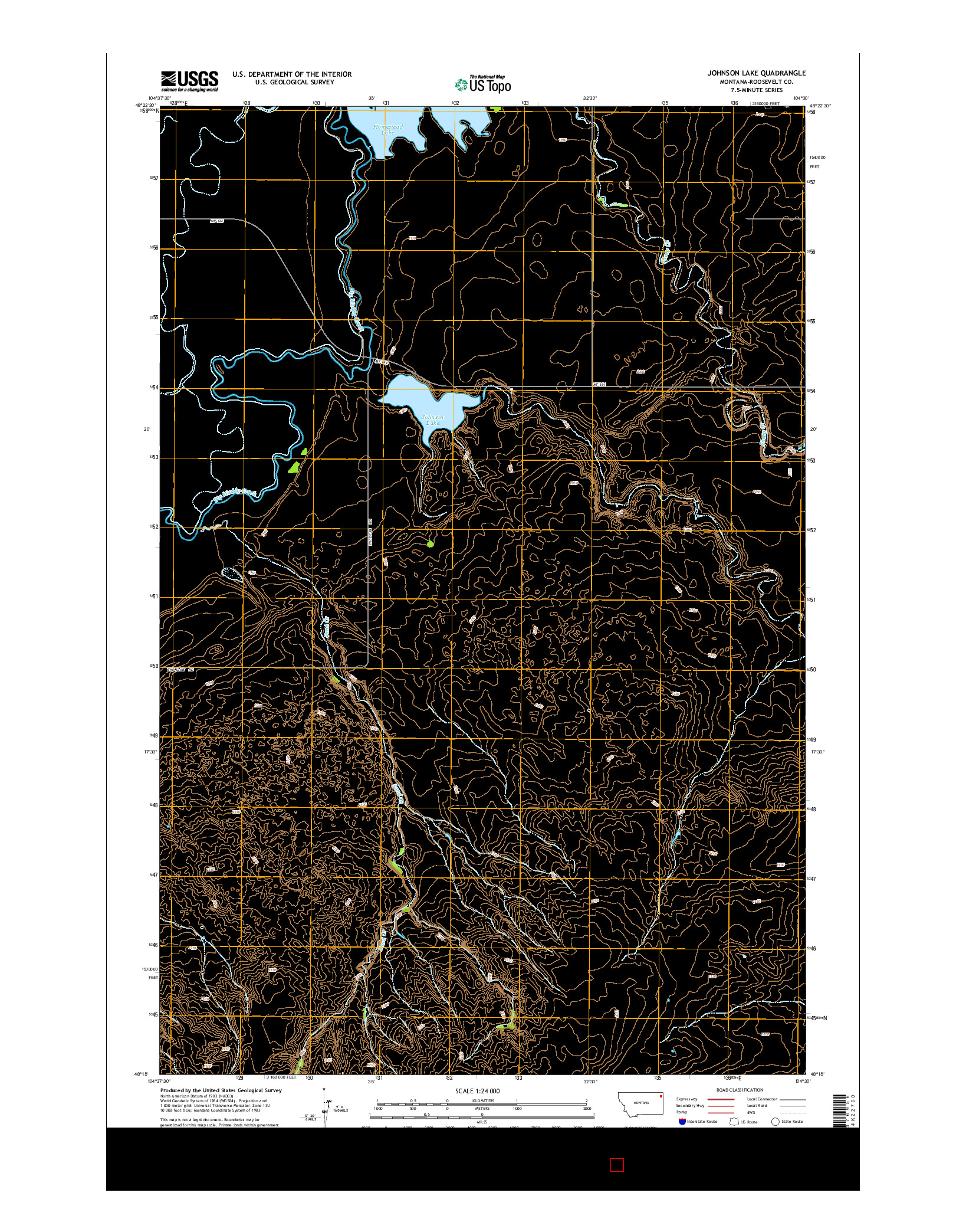 USGS US TOPO 7.5-MINUTE MAP FOR JOHNSON LAKE, MT 2014