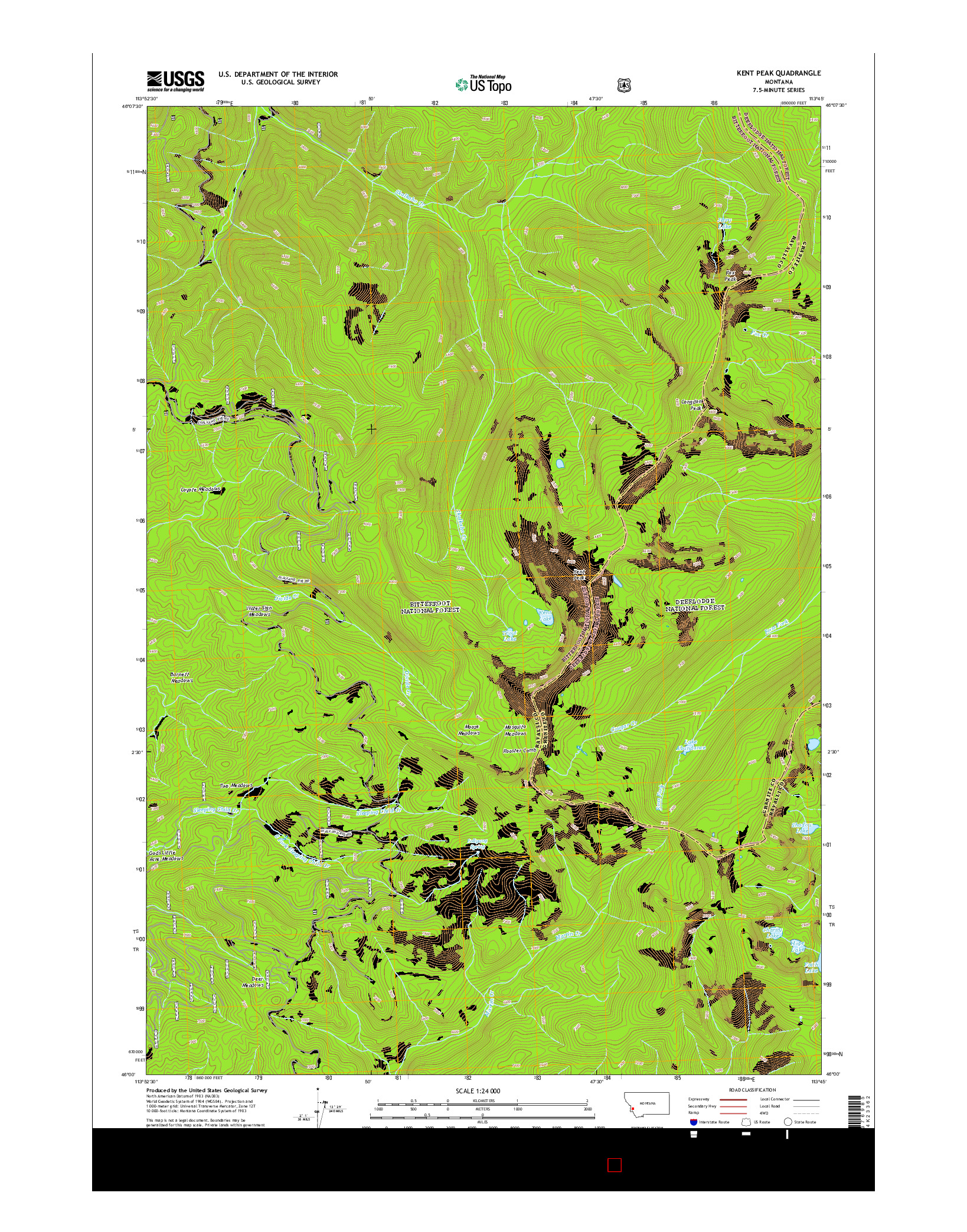 USGS US TOPO 7.5-MINUTE MAP FOR KENT PEAK, MT 2014