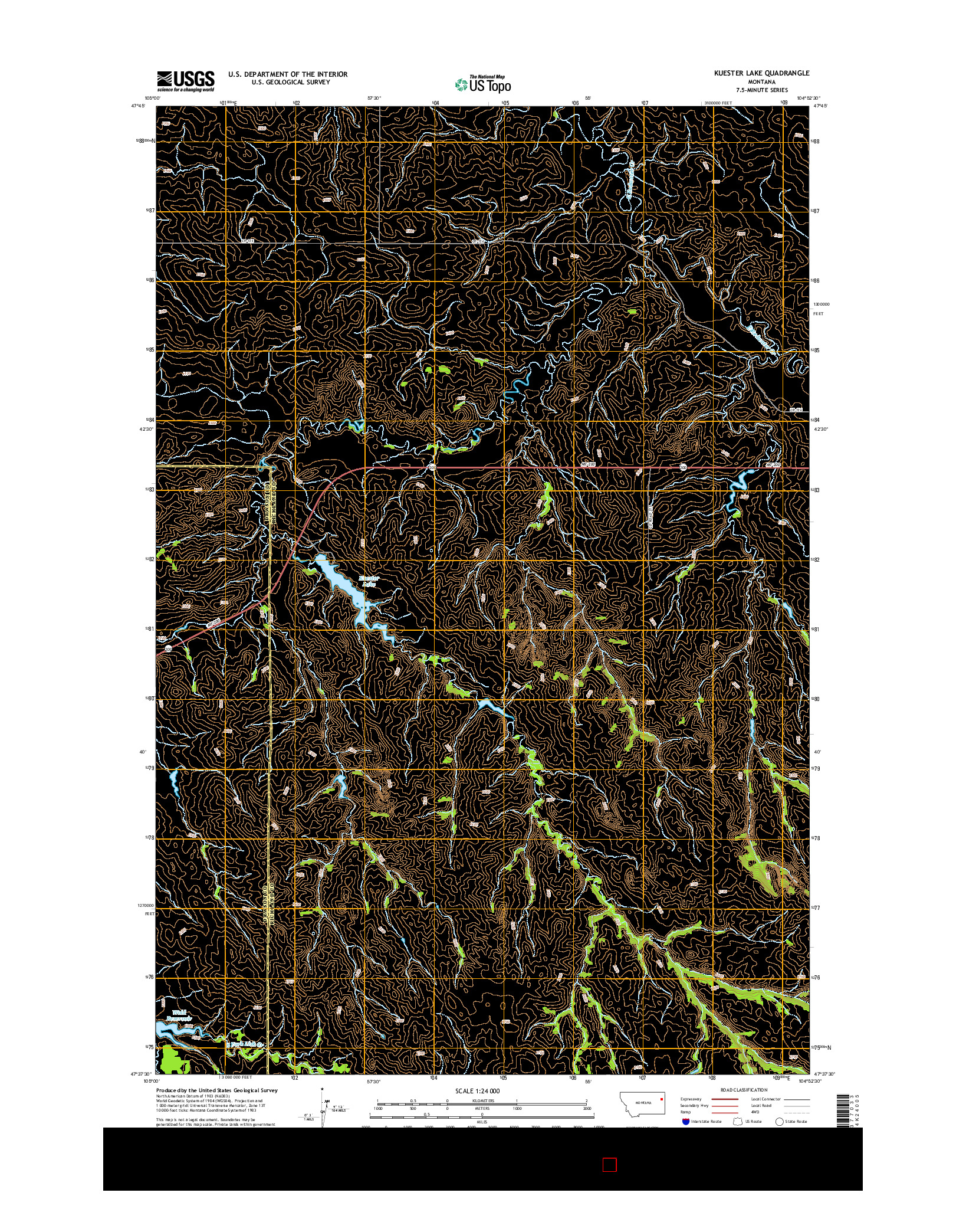 USGS US TOPO 7.5-MINUTE MAP FOR KUESTER LAKE, MT 2014