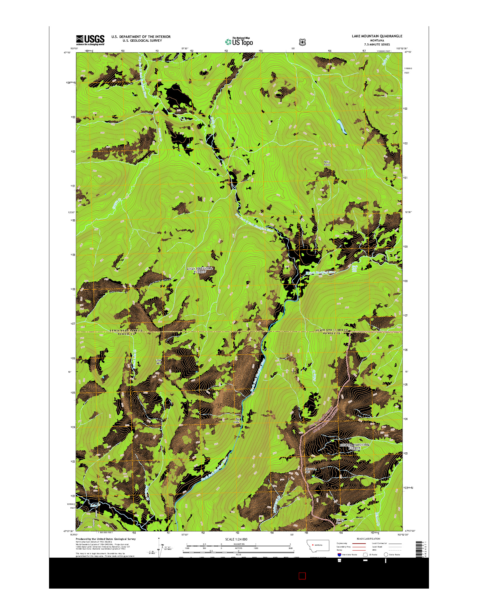 USGS US TOPO 7.5-MINUTE MAP FOR LAKE MOUNTAIN, MT 2014