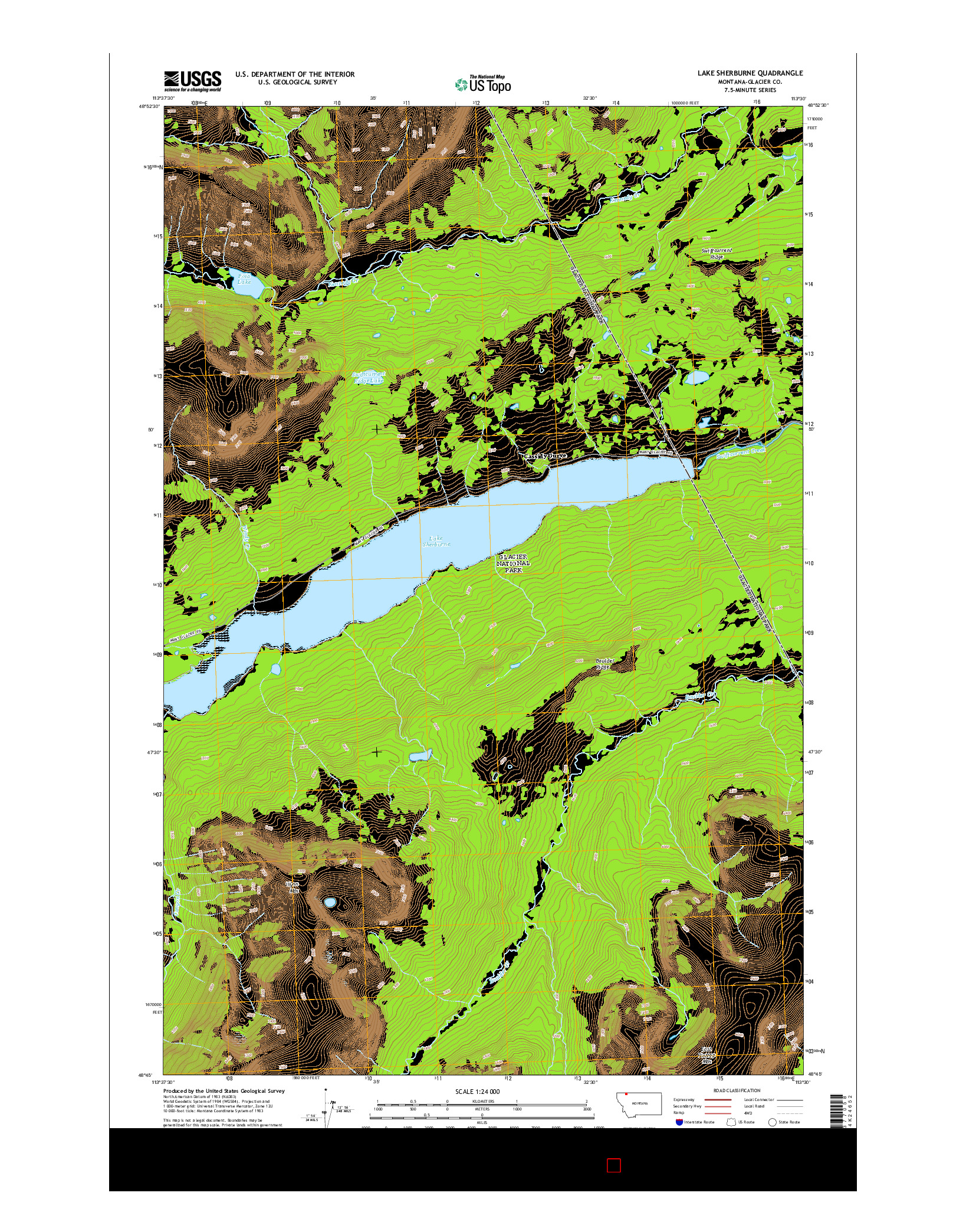 USGS US TOPO 7.5-MINUTE MAP FOR LAKE SHERBURNE, MT 2014