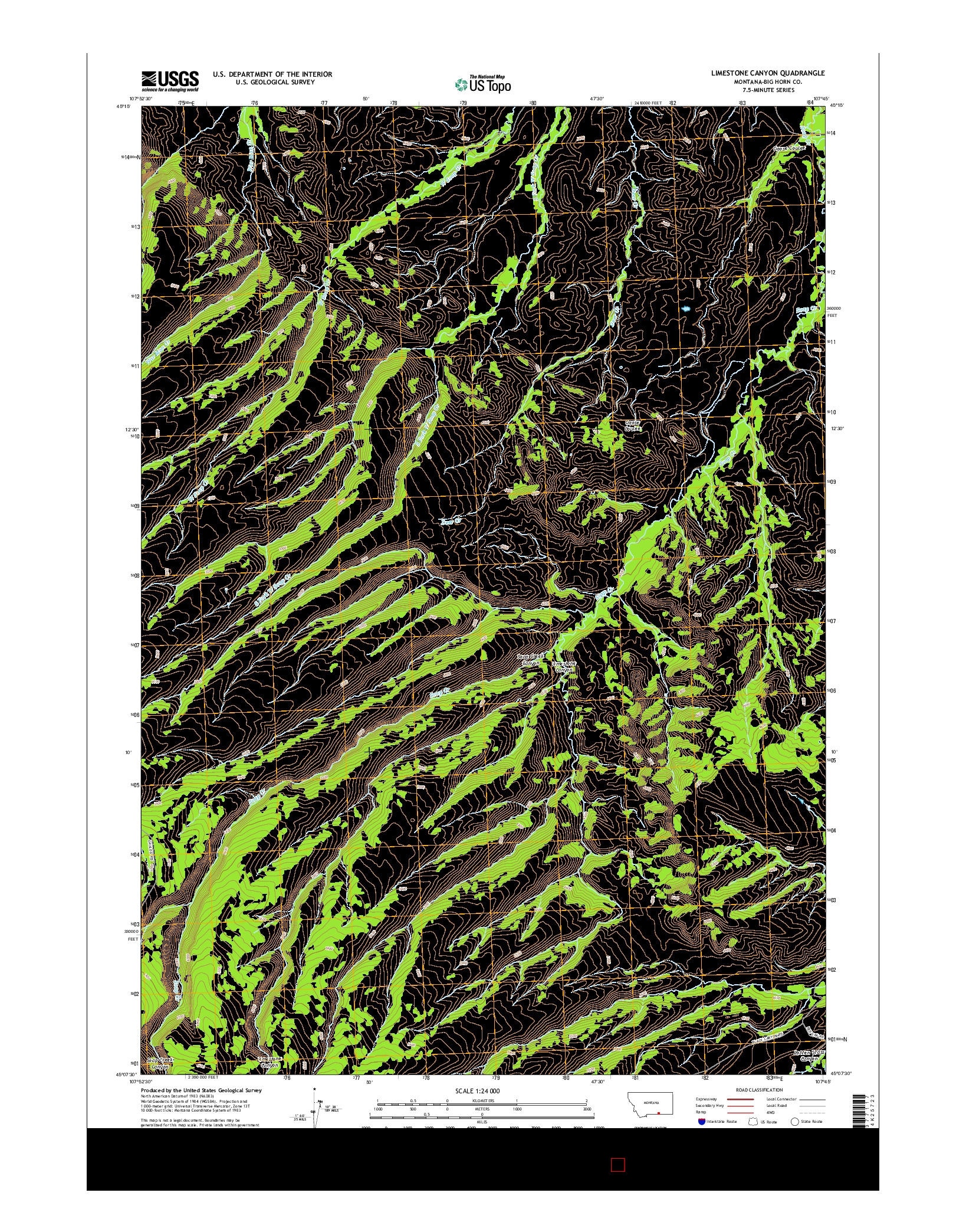 USGS US TOPO 7.5-MINUTE MAP FOR LIMESTONE CANYON, MT 2014