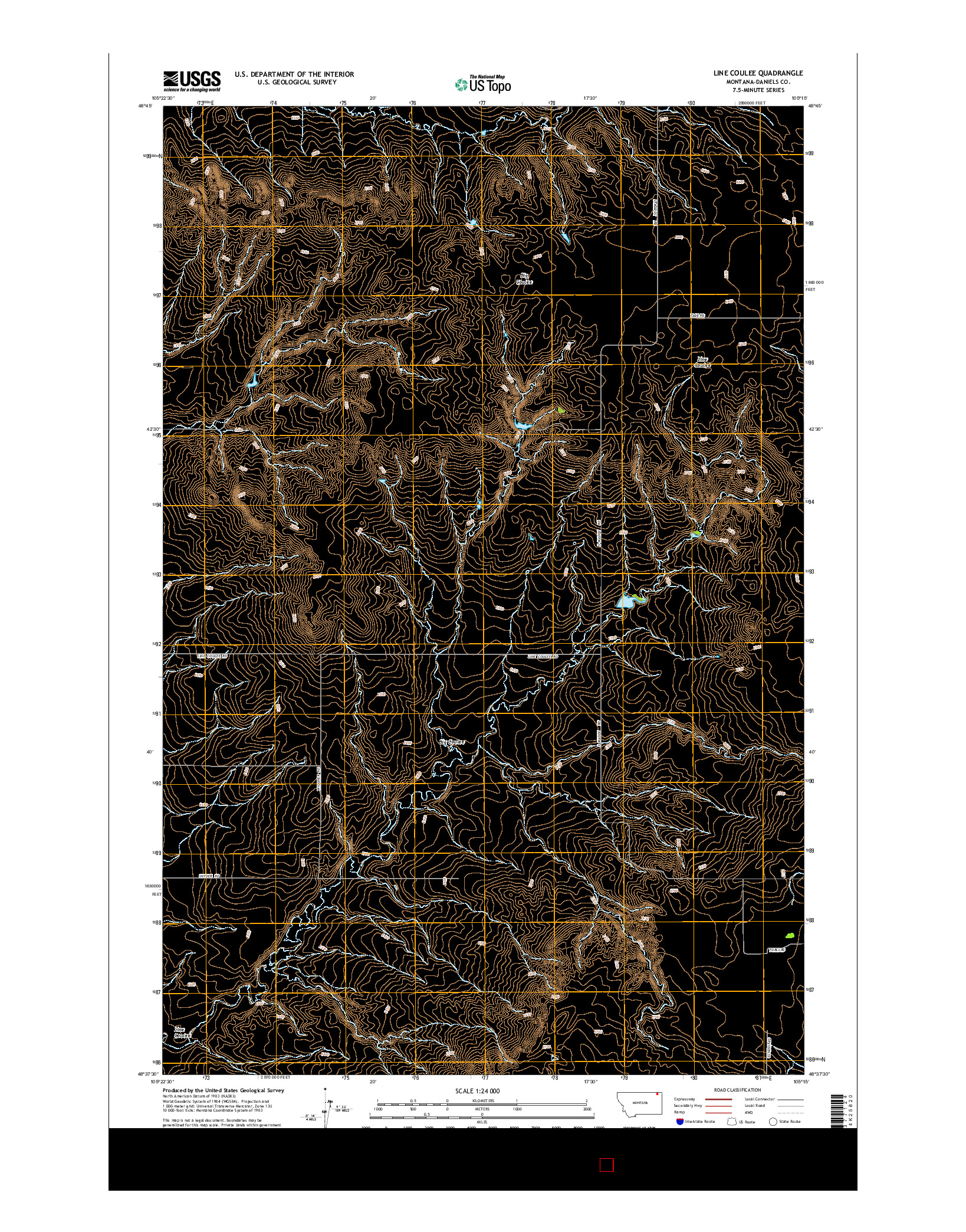 USGS US TOPO 7.5-MINUTE MAP FOR LINE COULEE, MT 2014