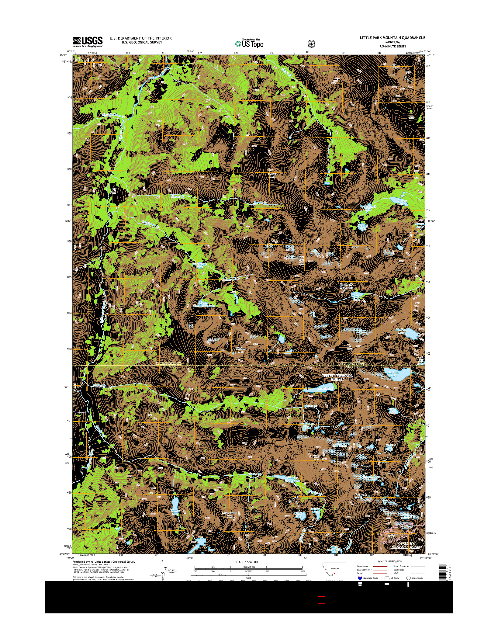 USGS US TOPO 7.5-MINUTE MAP FOR LITTLE PARK MOUNTAIN, MT 2014